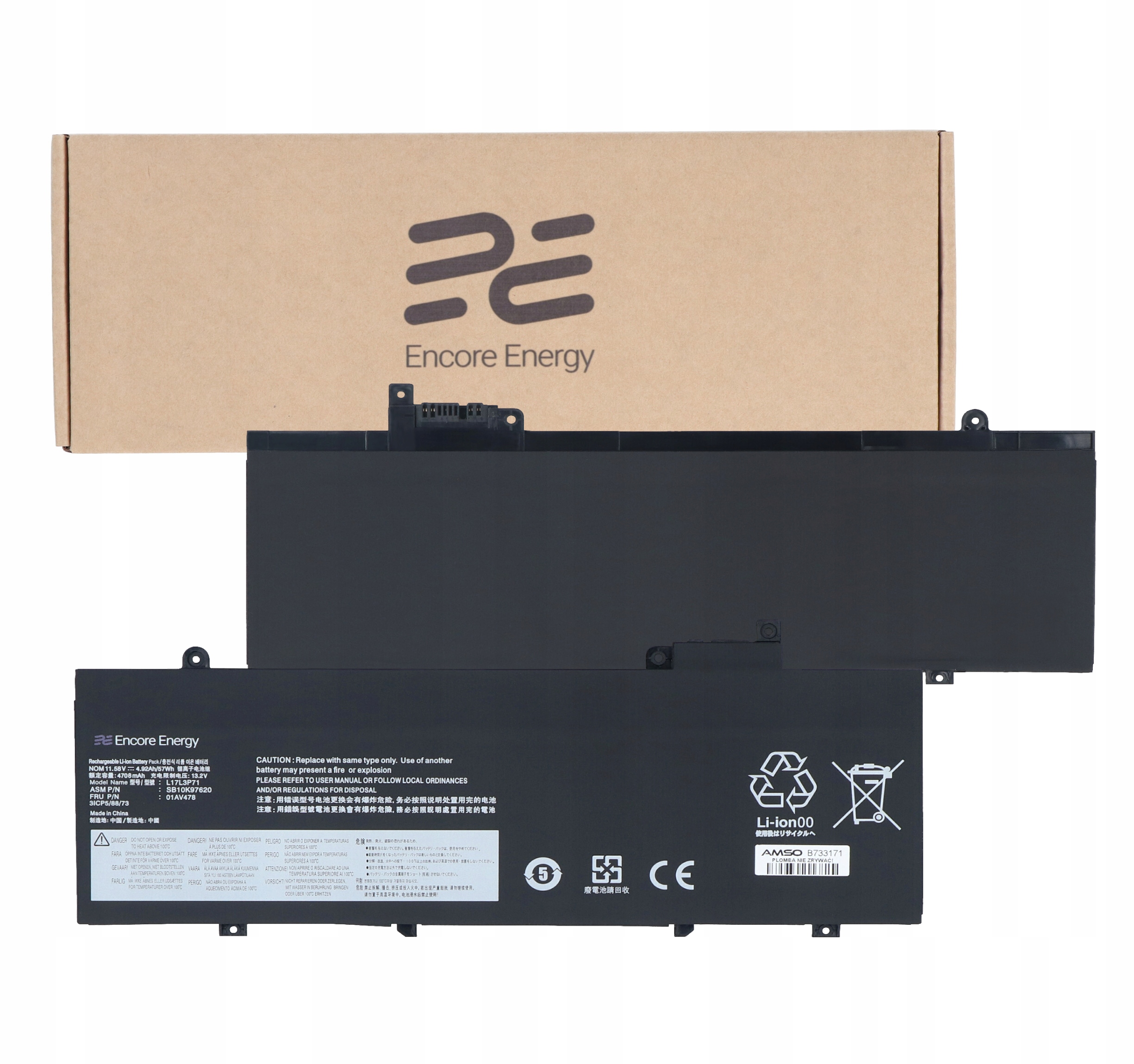 01AV478 Baterie do notebooku Lenovo ThinkPad T480s 57Wh 4900mAh Encore Energy
