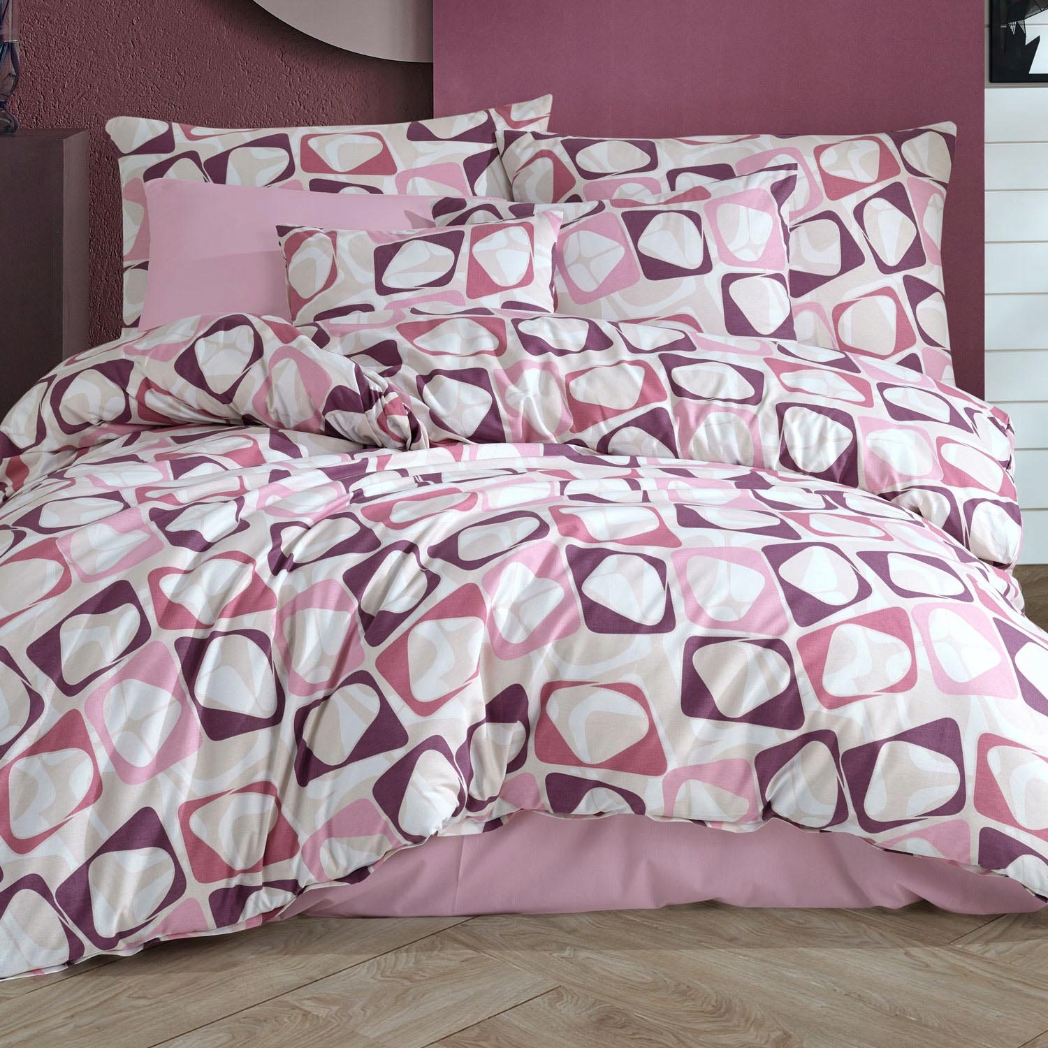 Povlečení 200x220 Club růžová geometrie Cottonlove
