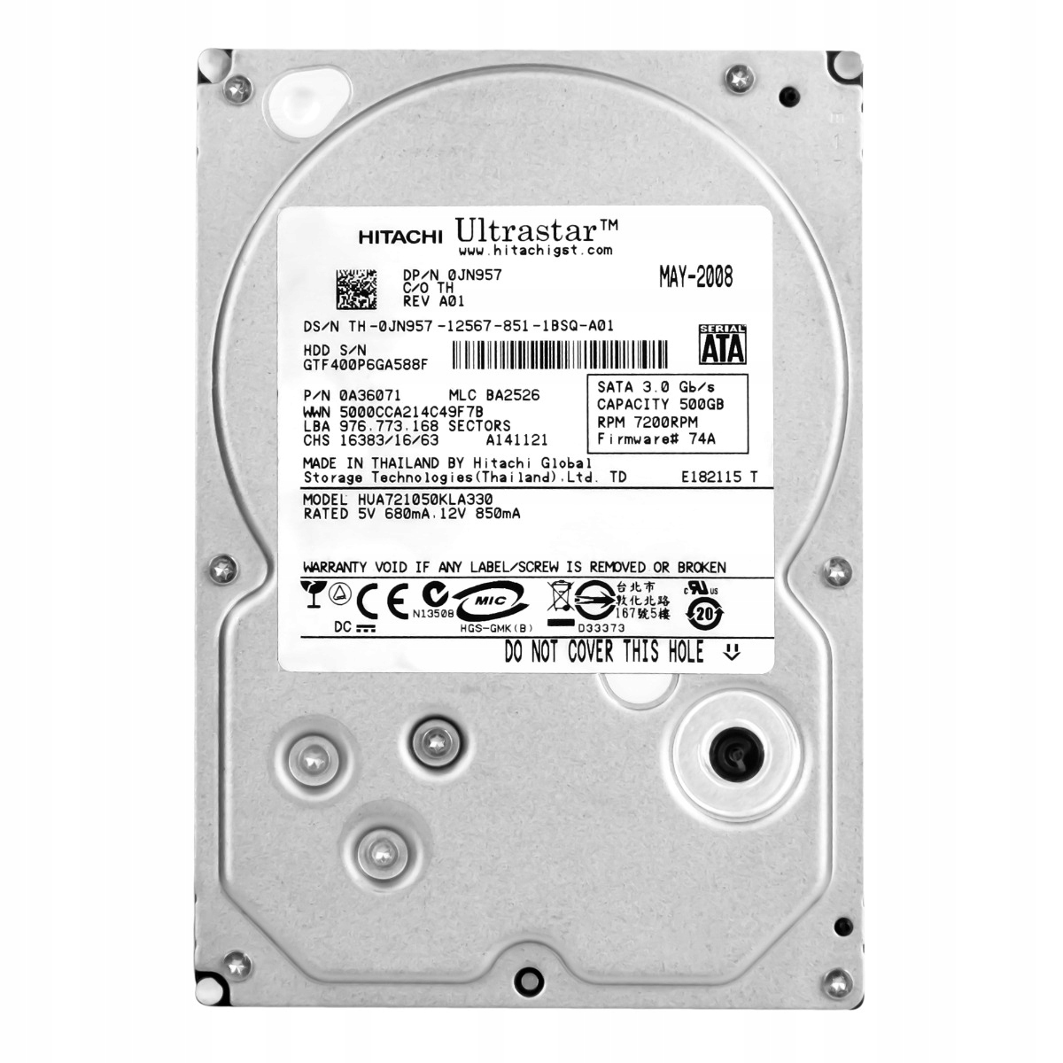 Dell 0JN957 500GB 7.2K 32MB Sata II 3.5'' HUA721050KLA330