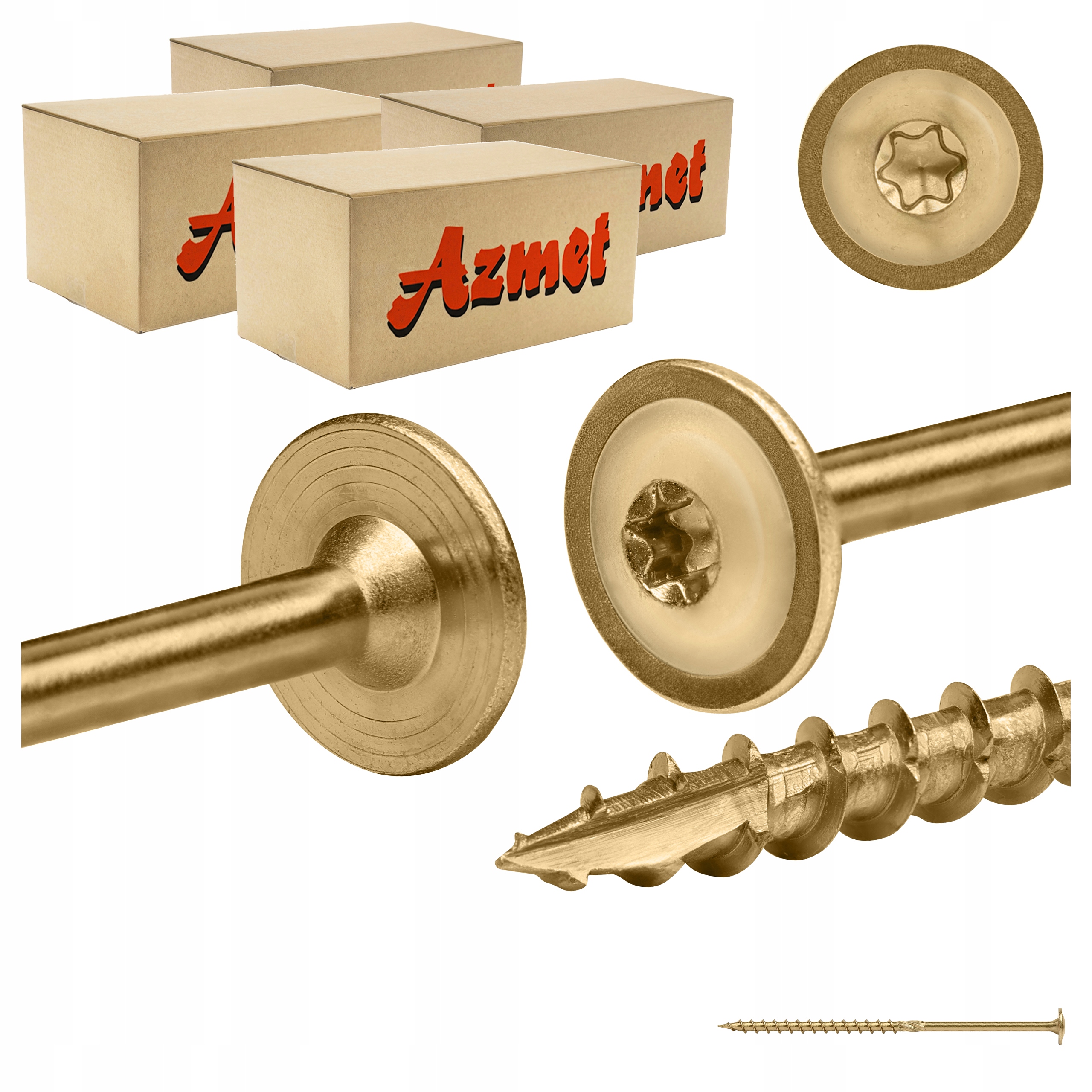 Tesařské vruty 6x140 mm Torx na talířové dřevo 400 ks Azmet WCT-0614