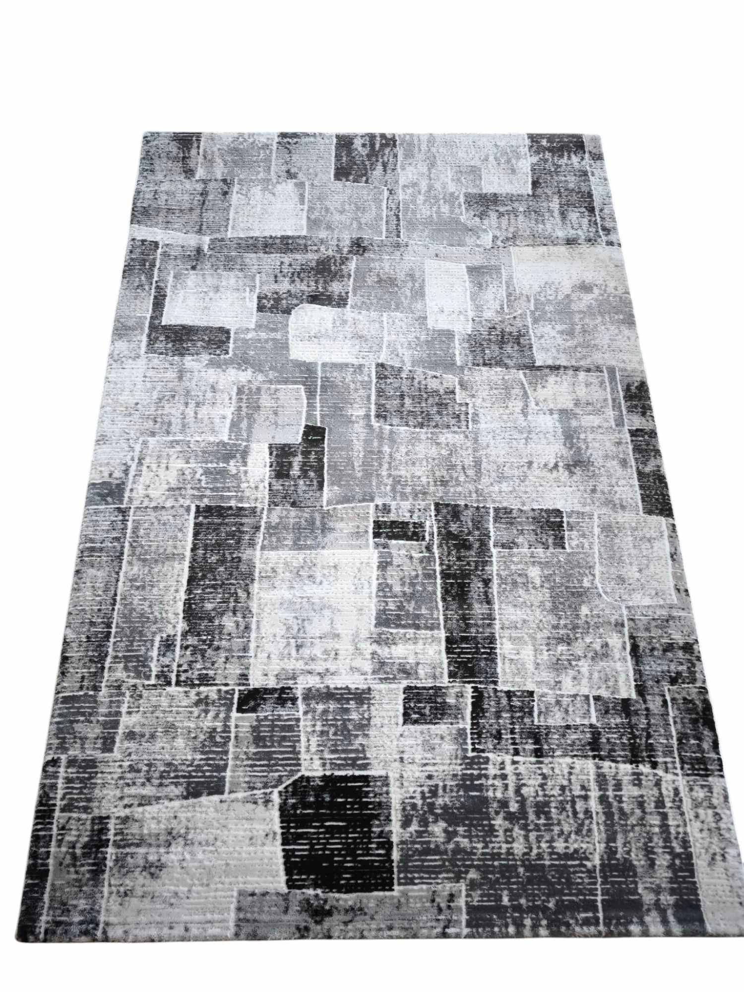 Koberec do obývačky 160 x 230 cm, loftový vzor s plyšovými štetinami, kvalita