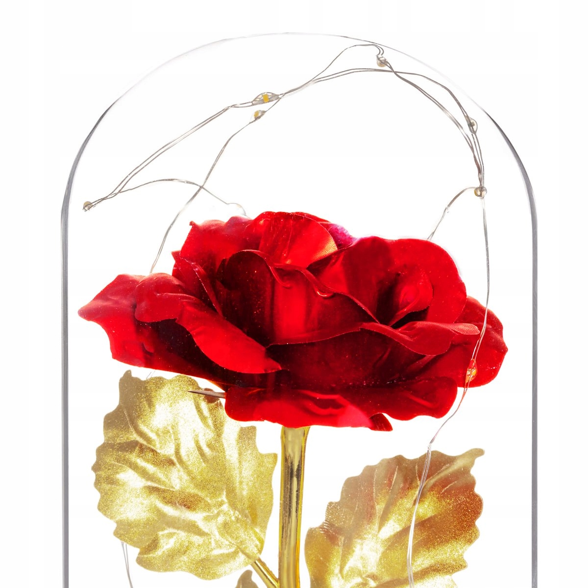 WIECZNA RÓŻA W SZKLE ŚWIECĄCA LED NA DZIEŃ MAMY MATKI PREZENT W PUDEŁKU Wysokość 23 cm