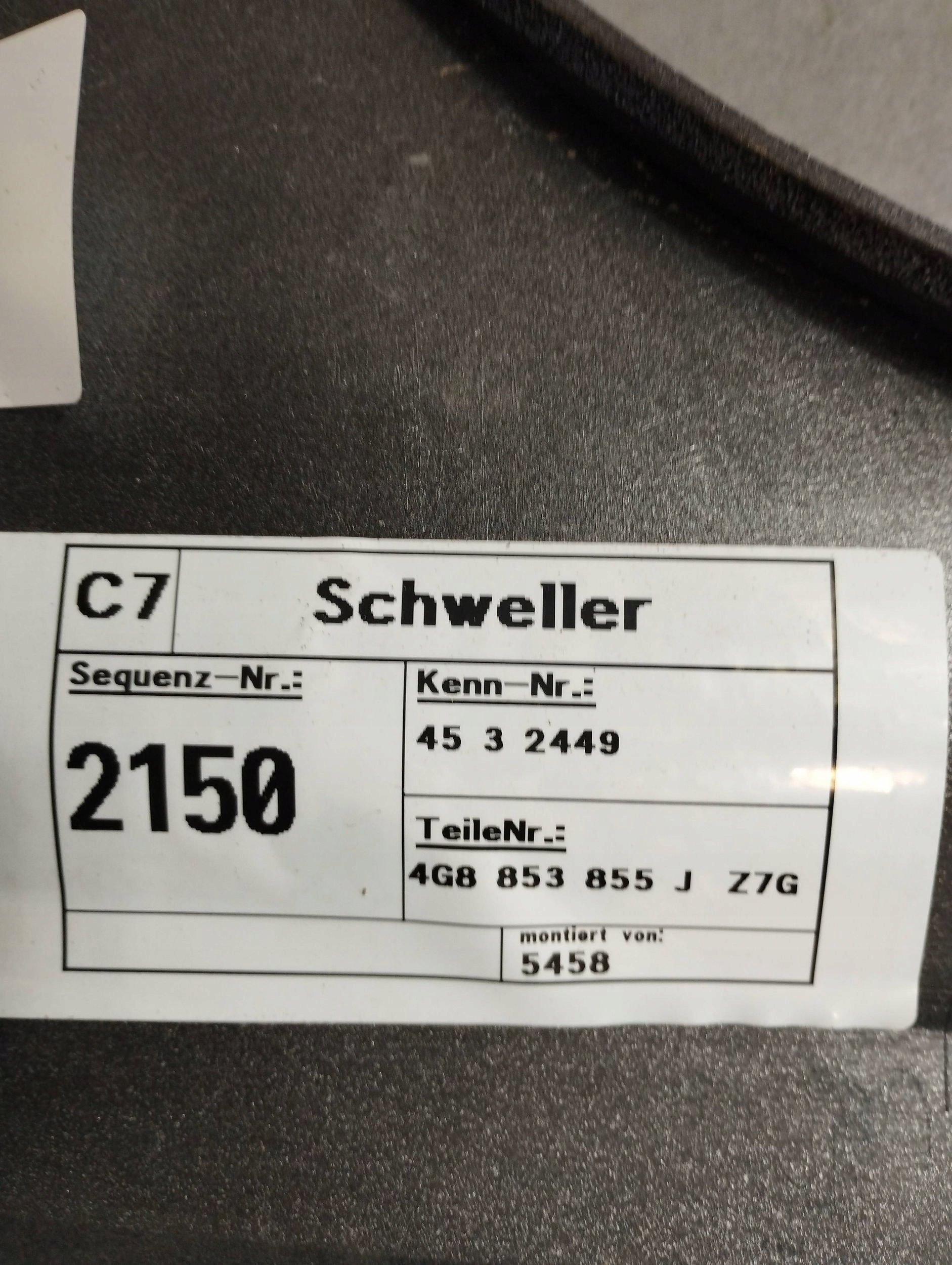 Audi A7 4G 2016 moulding threshold left LZ7G 4G8853855J