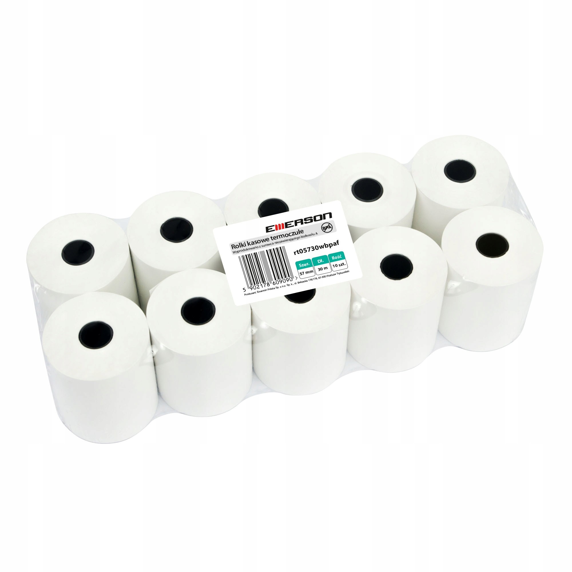 rolki termiczne  do kasy fiskalnej 57mm x 30mb Emerson 10 szt. — 3