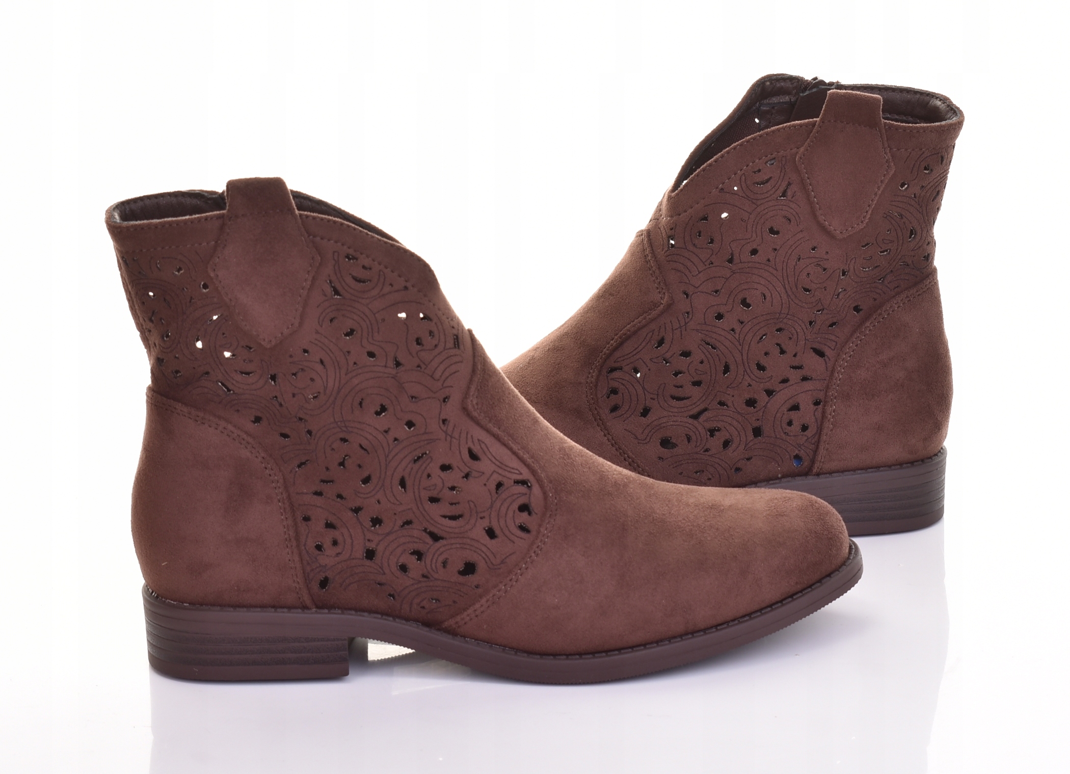 Elegantní Dámské Kotníkové Boty S Plochým Podpatkem, Módní, Čokoládové