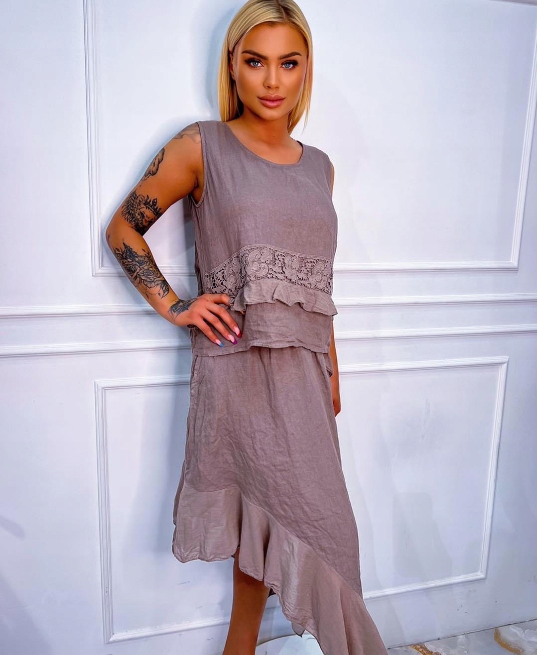 Acqua&Limone Damski Komplet Boho Fango Materiał dominujący len