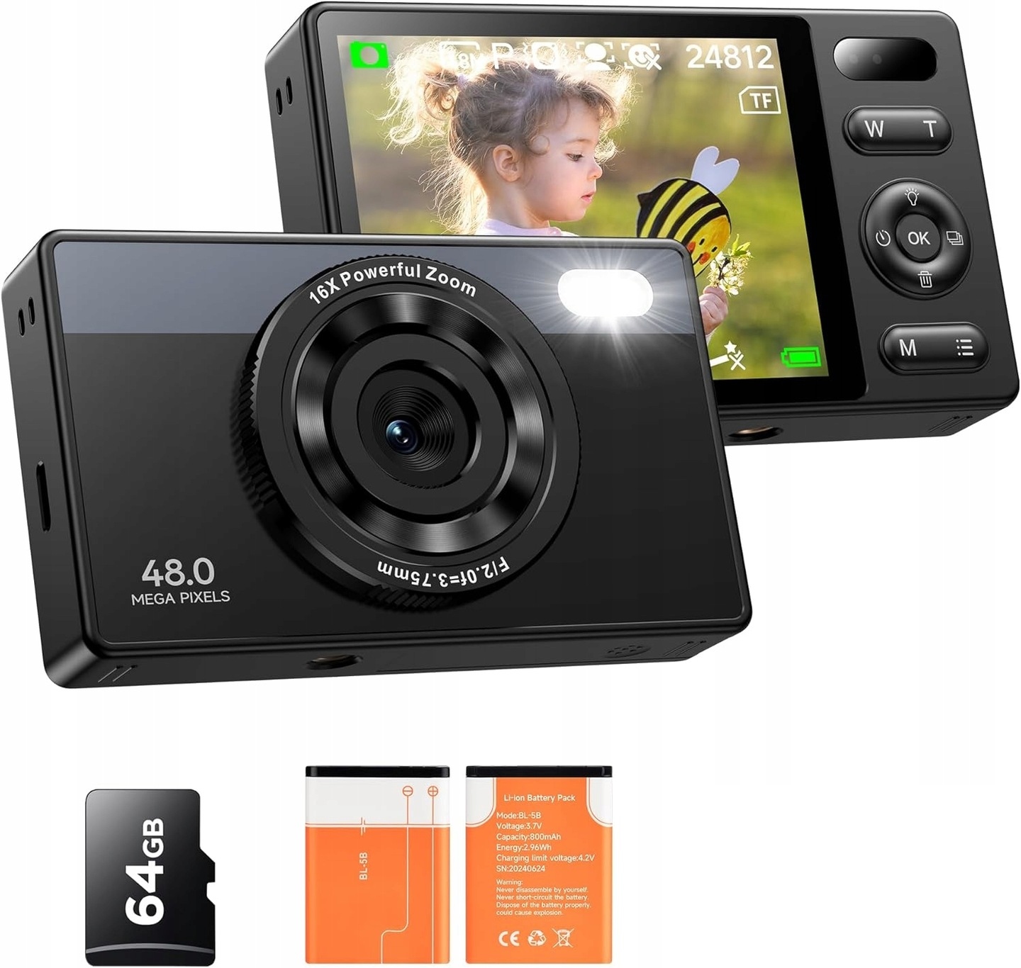 Digitální Fotoaparát Peeipm 64 Gb Kompaktní 48 Mp Videokamera Pro Vlogování