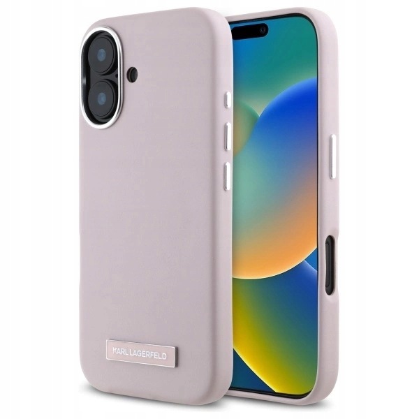 Pouzdro Karl Lagerfeld Fw Metal Plate MagSafe na iPhone 16 růžové