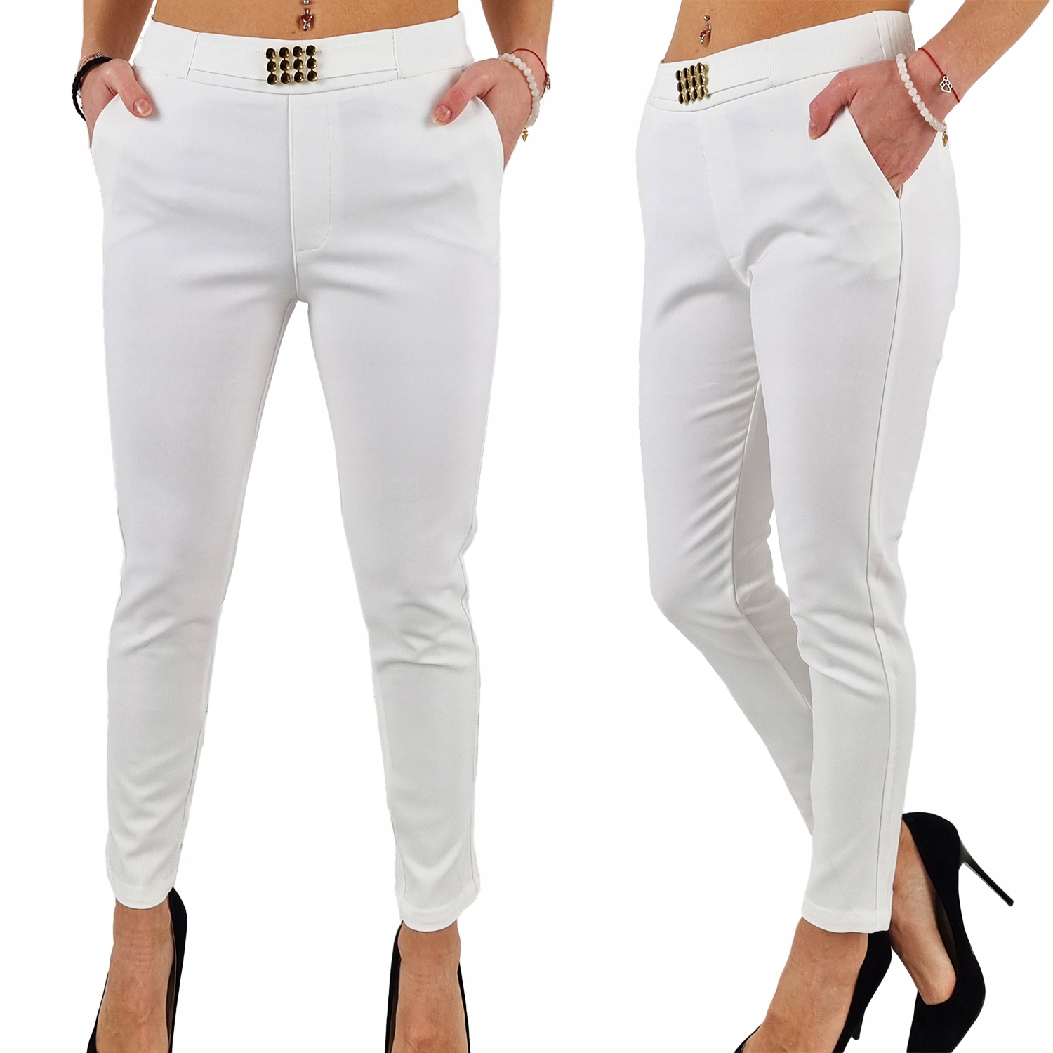 #eleganckie Damskie Spodnie Gumka 7/8 Freesia#