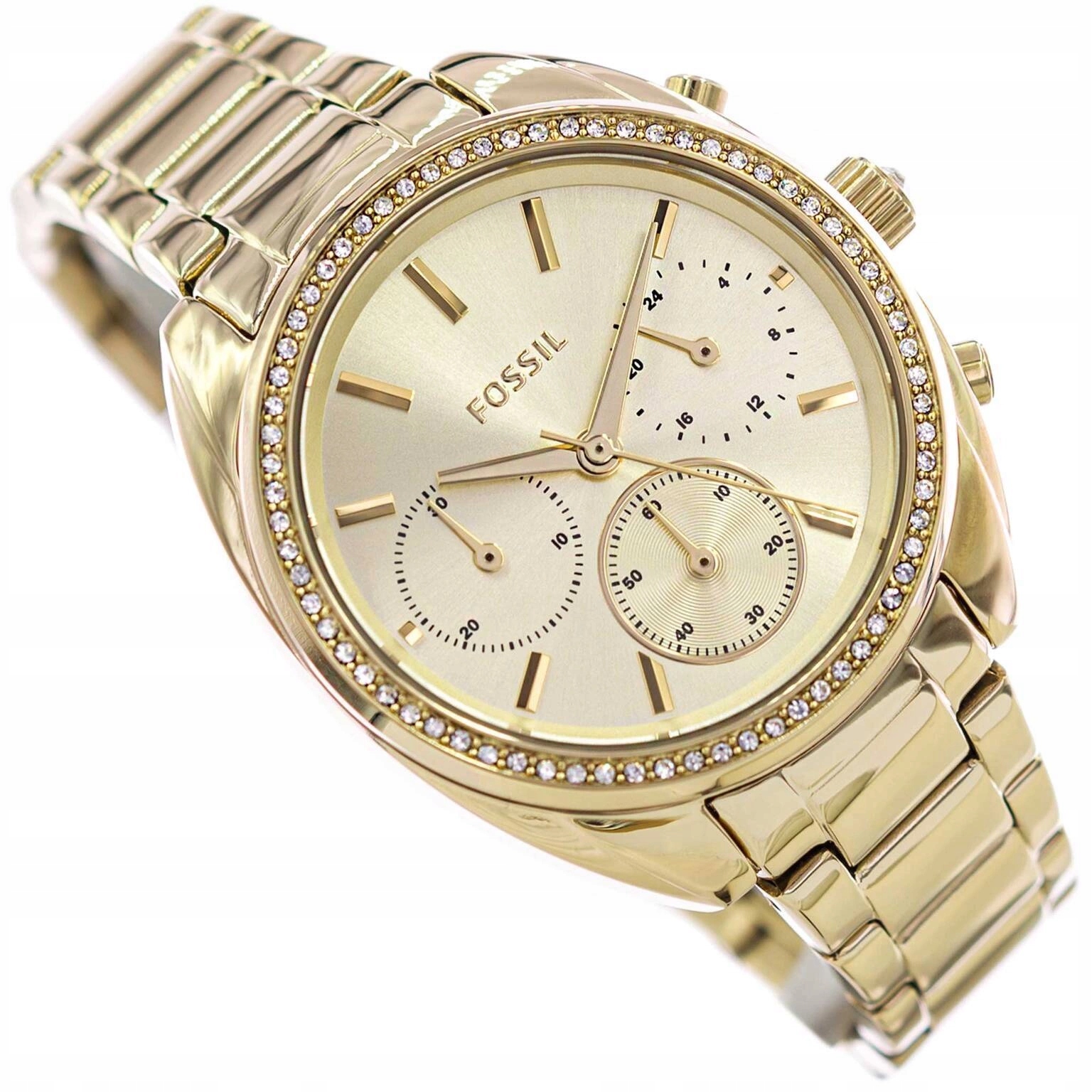 Dámské Hodinky Fossil BQ3658 Vale Zlaté Na Náramku Zirkony Elegantní