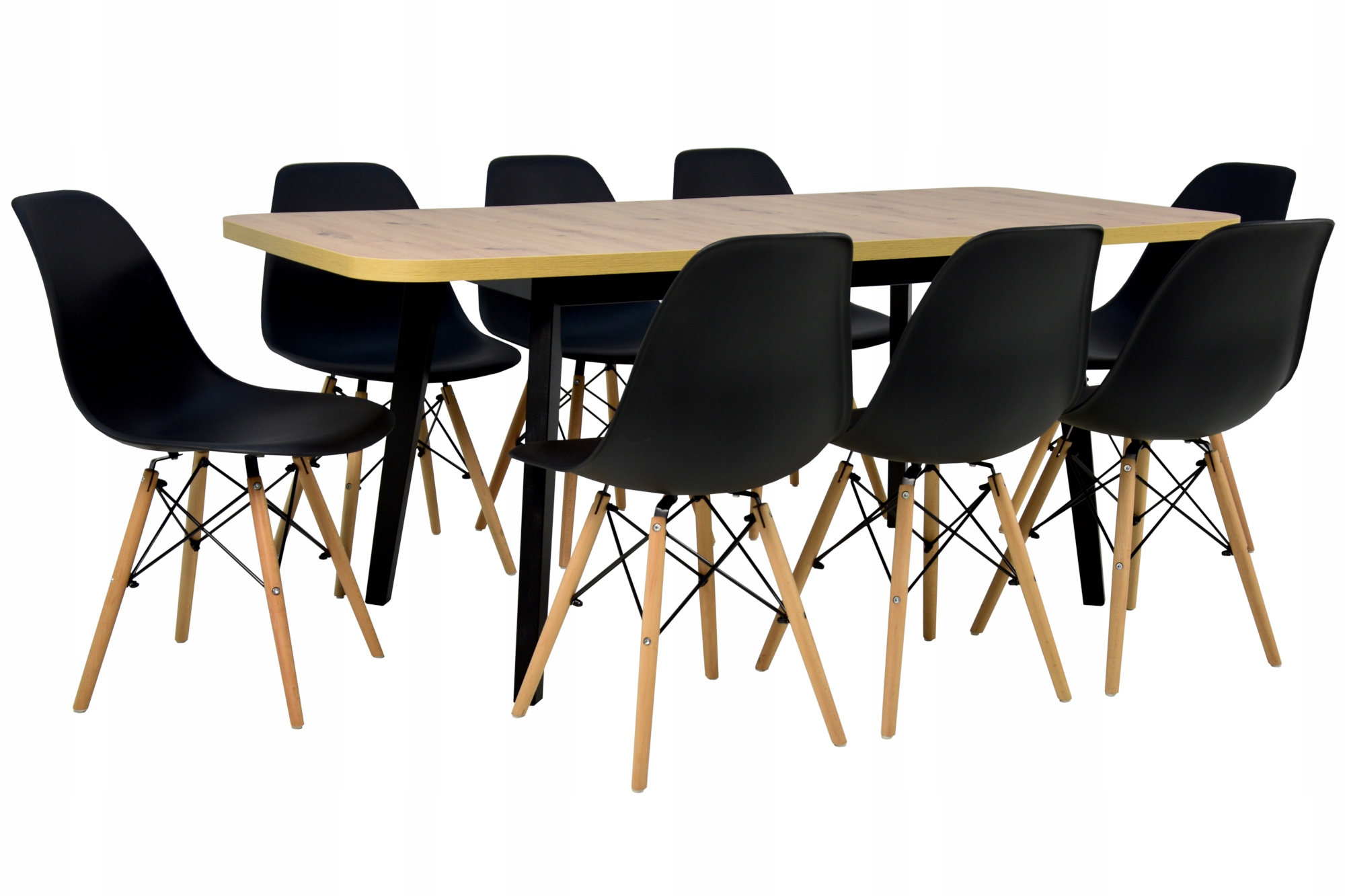 Stół 80x140/180 cm BLAT DĄB ARTISAN +8 krzeseł