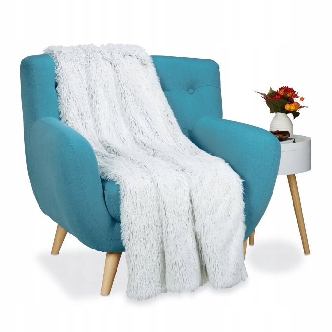 Bílo-šedá deka z umělé kožešiny 150x200