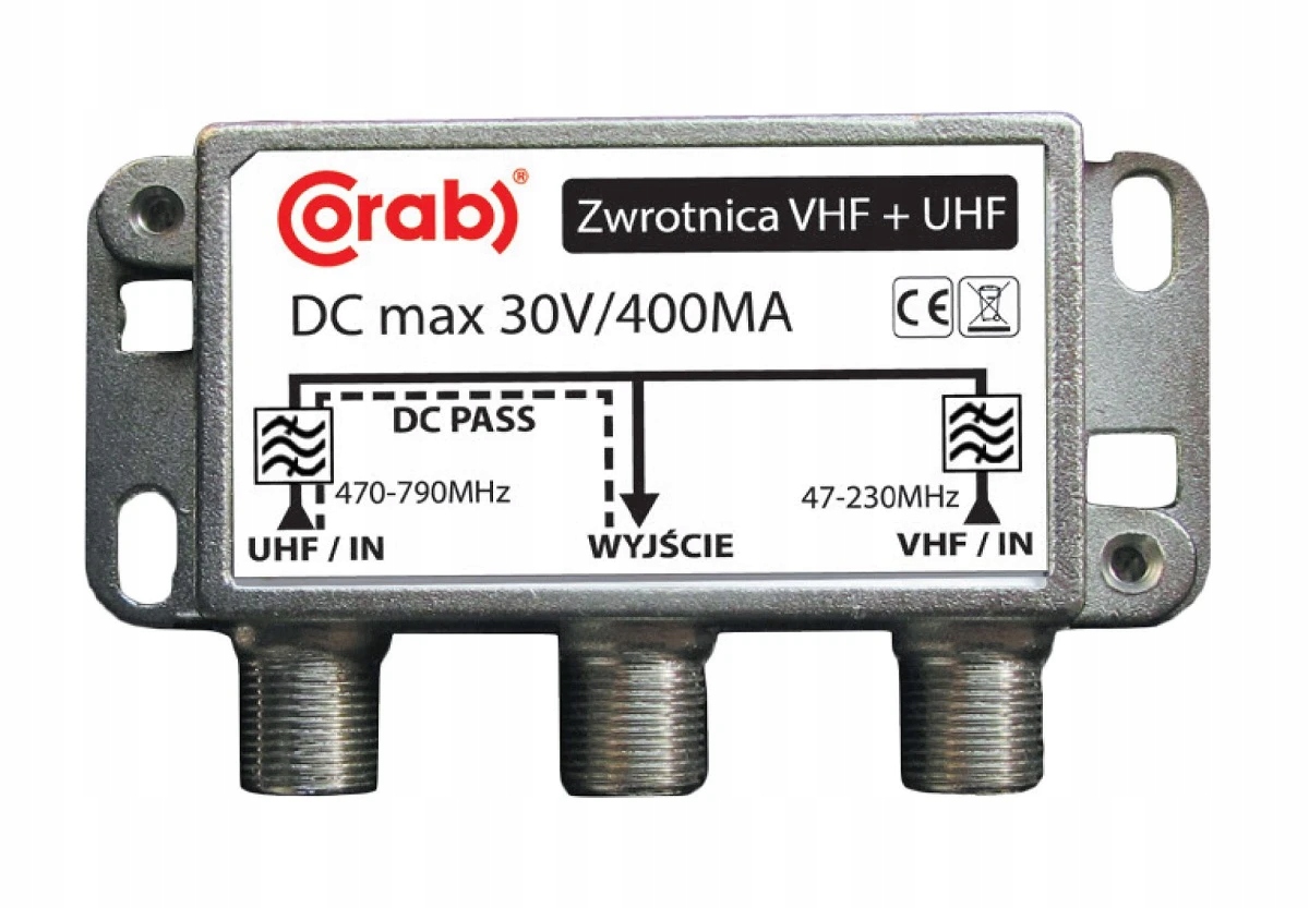 Anténní výhybka DVB-T2 Corab ZWR0001 UHF + VHF