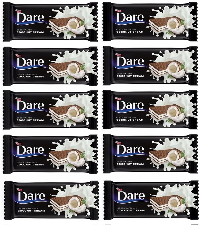 Levně 10 x 142 g Dare Kakaová oplatka s kokosovým krémem Půl Kartonu