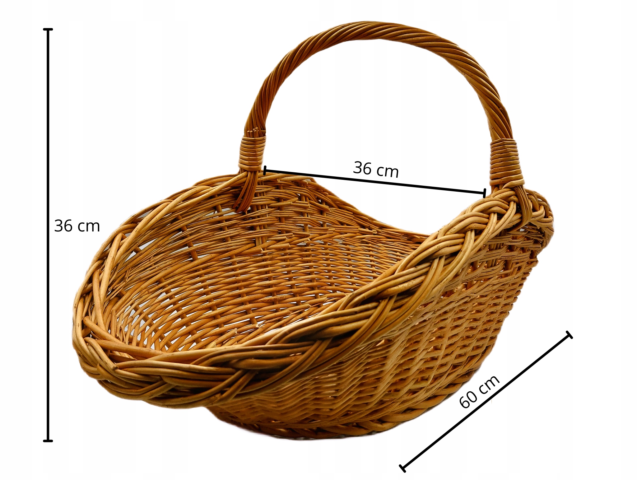 KOSZ WIKLINOWY NA DREWNO DO KOMINKA OWALNY JASNY KOSZYK WIKLINA Rozmiar M Materiał wiklina