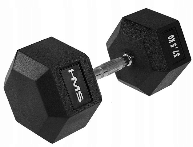 Hantla Hantelka Ciężarek Gumowany Stalowy Do Ćwiczeń Fitness 37,5 kg Hms