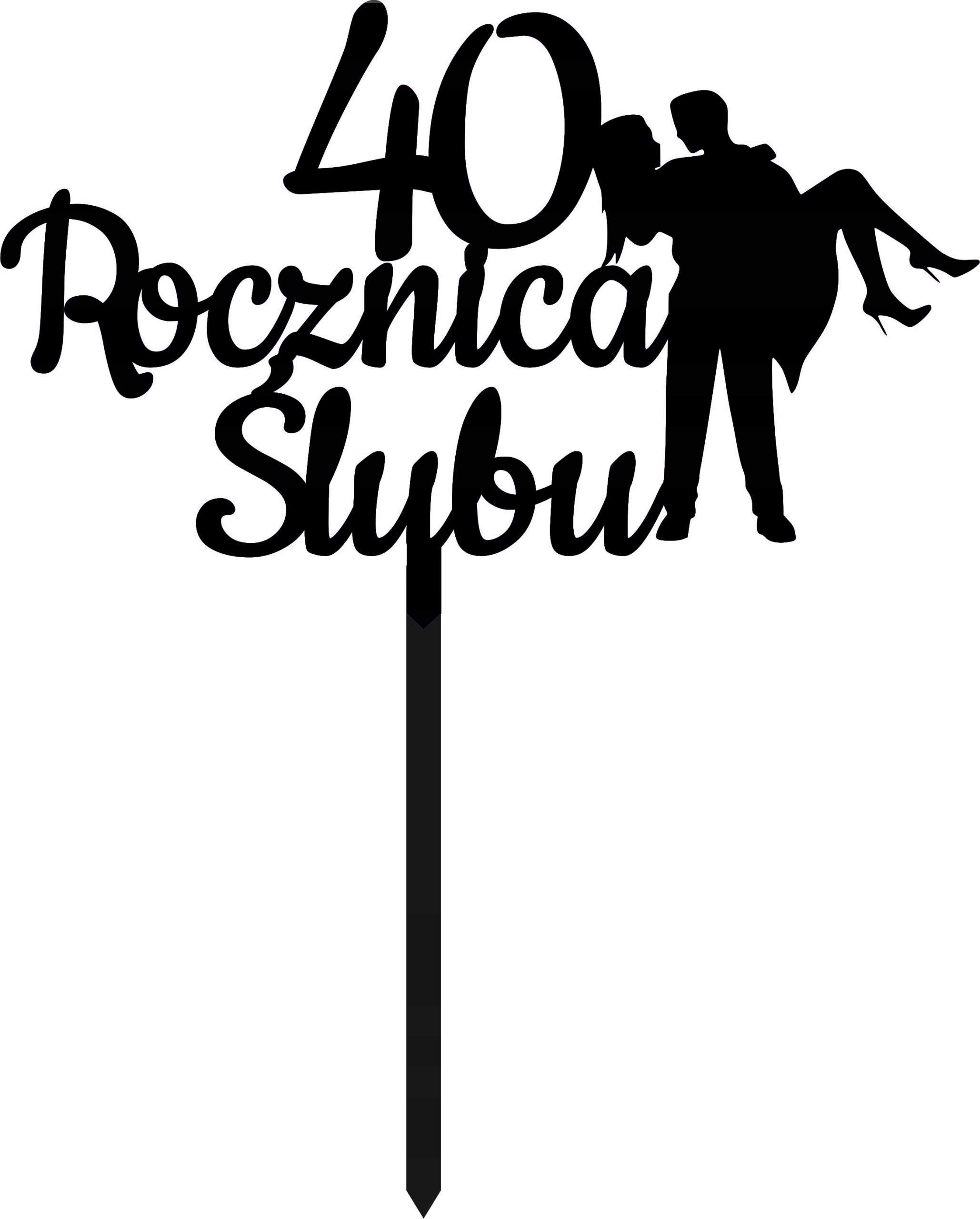 

Czarny Topper Na Tort 40 Rocznica Ślubu Miłość