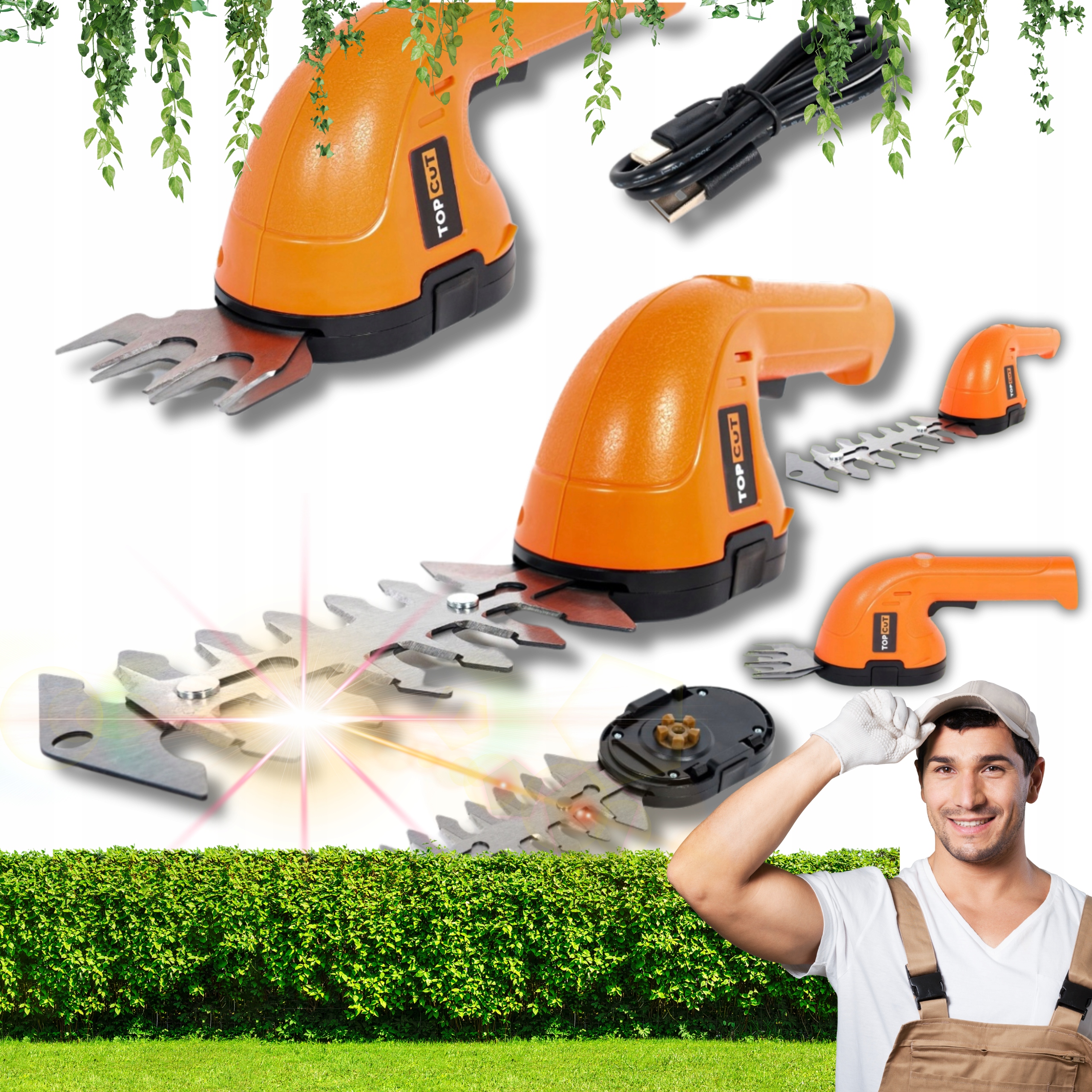 Akumulátorové Zahradní nůžky Zahradní nůžky Nože Na Trávy A Keře, Lehká Sada