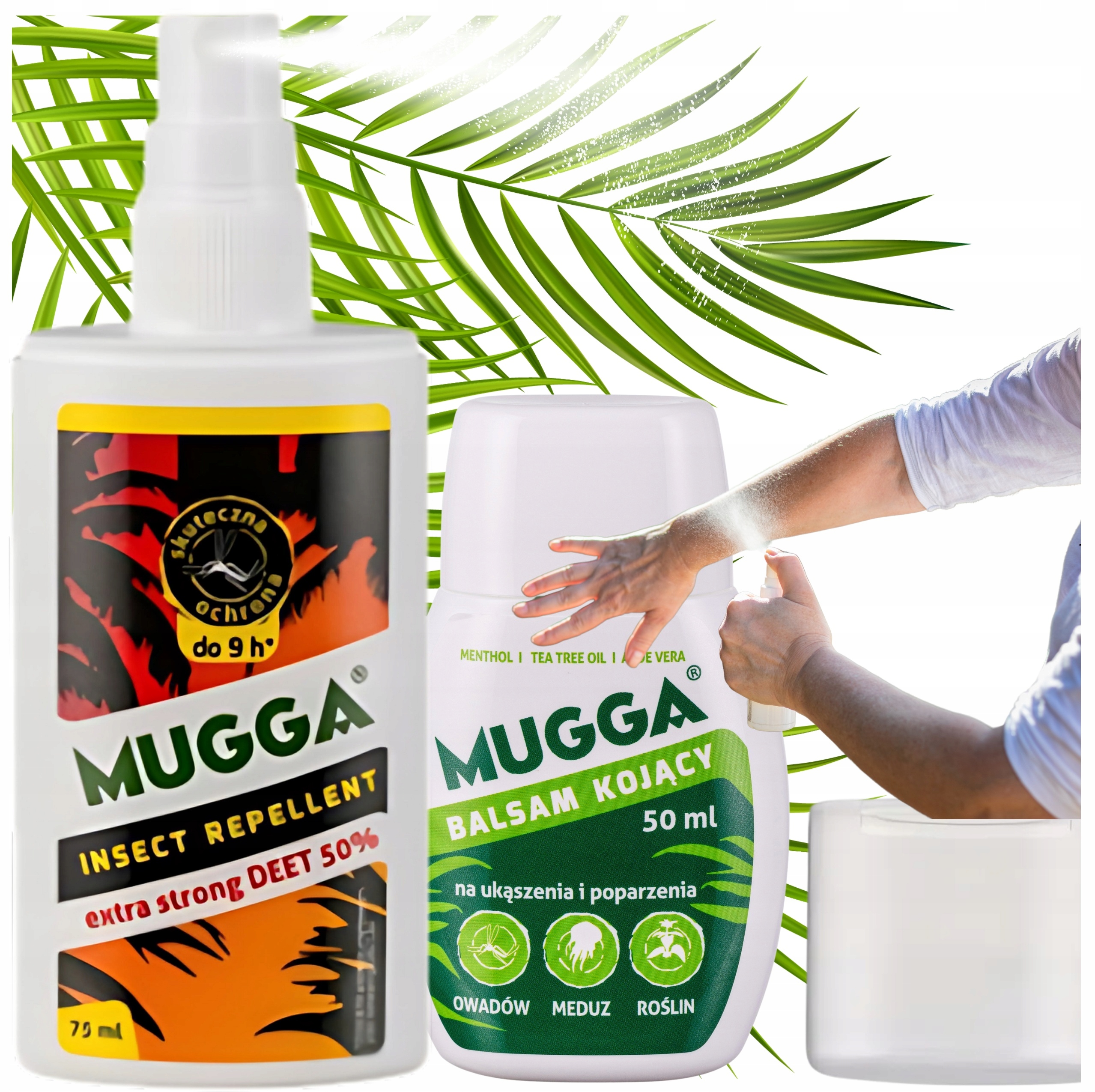 Mugga Deet 50% 75 ml zestaw Spray na komary i kleszcze preparat balsam