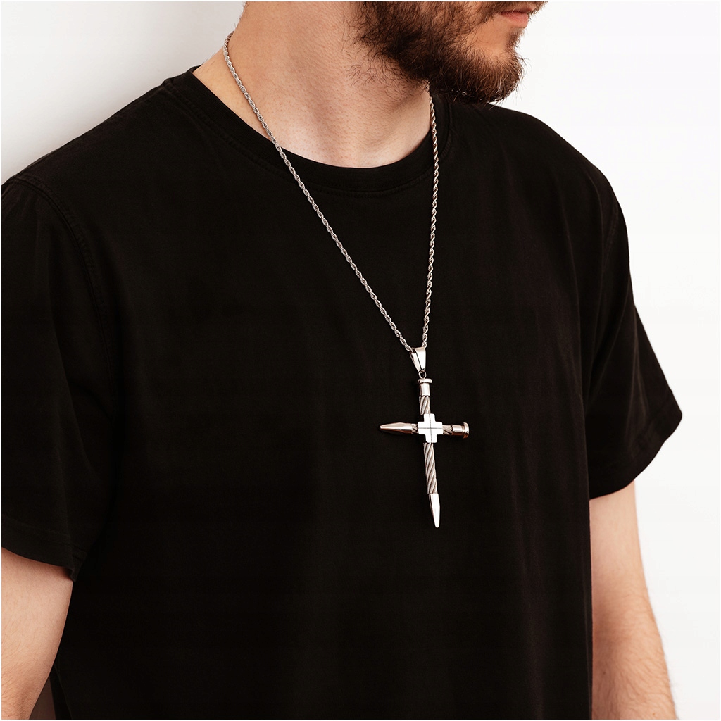 Zawieszka męska stalowa KRZYŻYK wisiorek LINKA kolory STAL CHIRURGICZNA Płeć mężczyzna