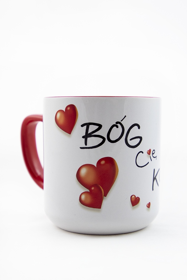

Kubek Bóg cię kocha czerwony