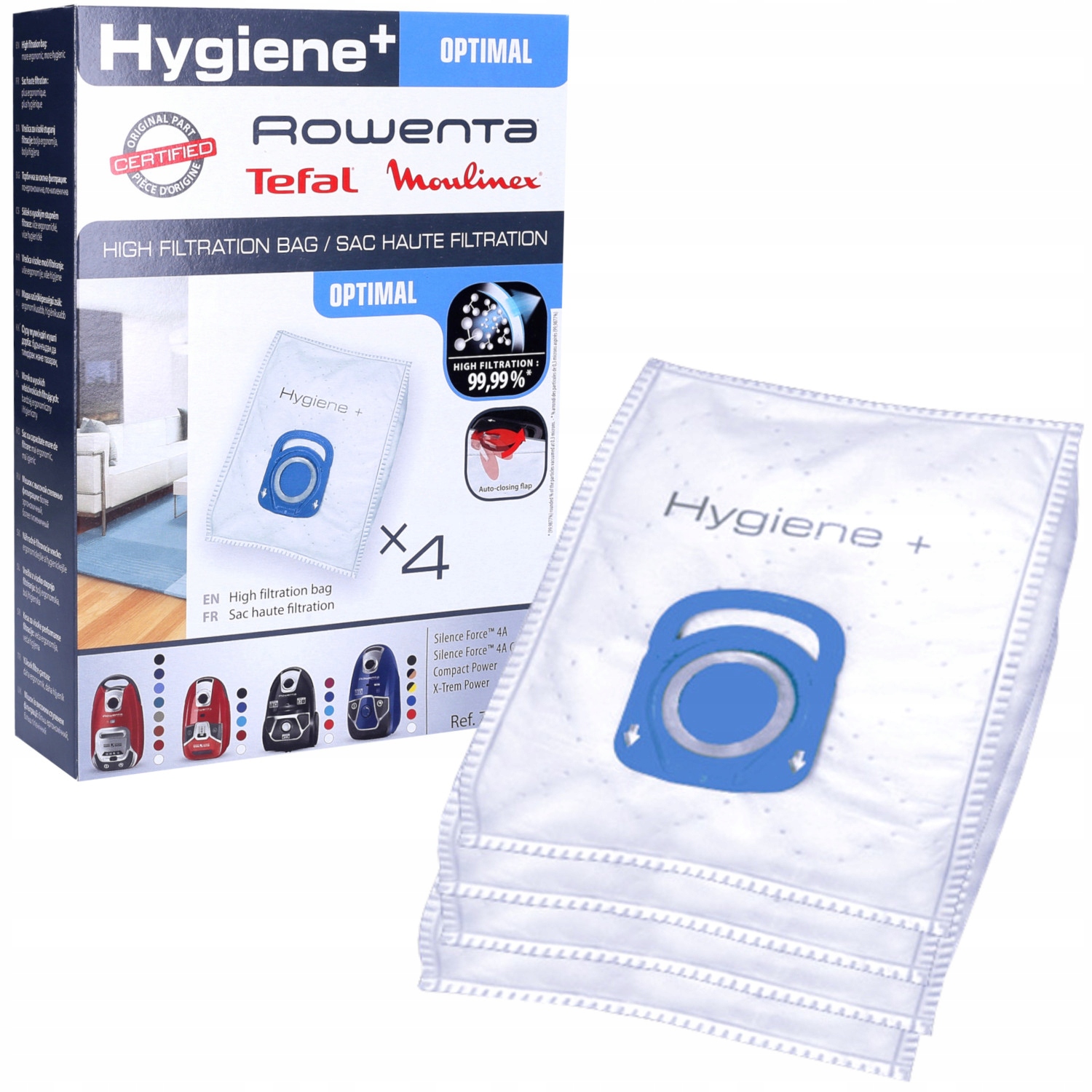 Pack De 4 Sacs Aspirateur Haute Filtration Hygiène Rowenta