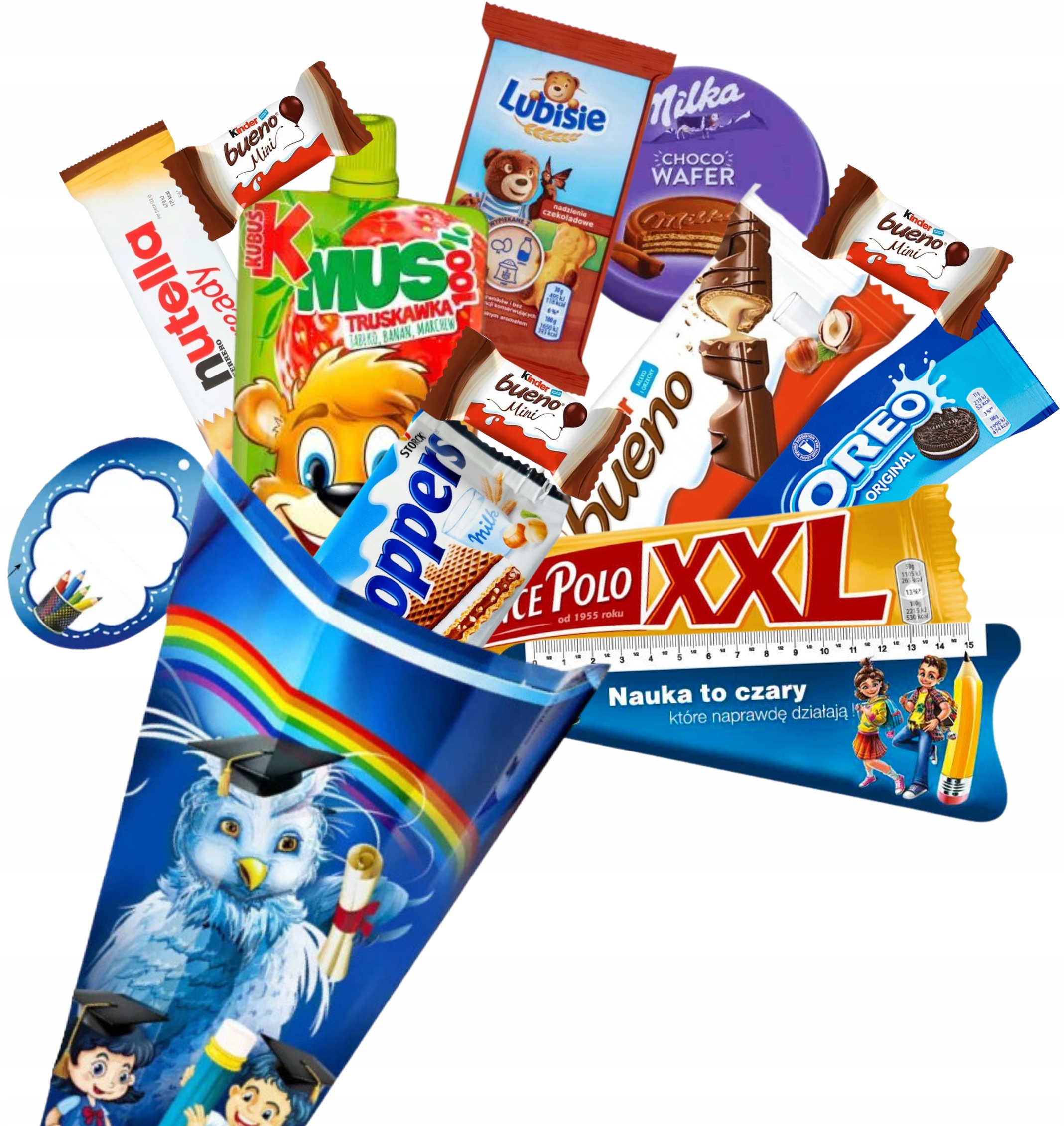 Róg obfitości Tyta Pierwszoklasisty Przedszkolaka ze słodyczami Pasowanie