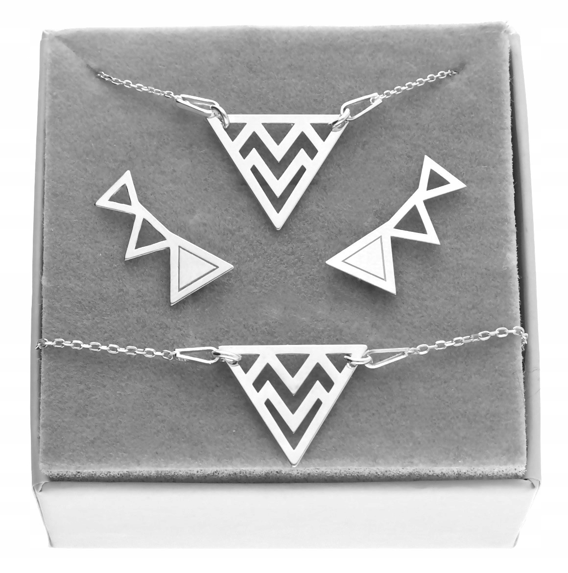 Sada stříbrný trojúhelník Nausznice stříbro 925 trojúhelníky celebrity