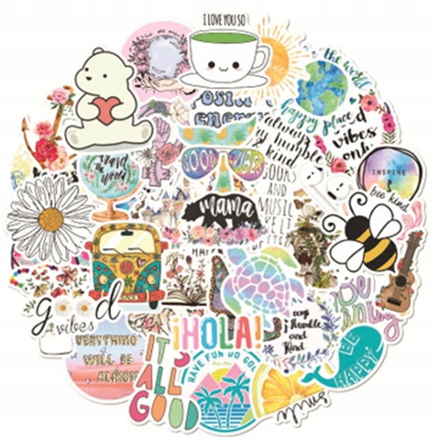 NAKLEJKI MIX LATO WODOODPORNE WLEPY BOMB 50szt