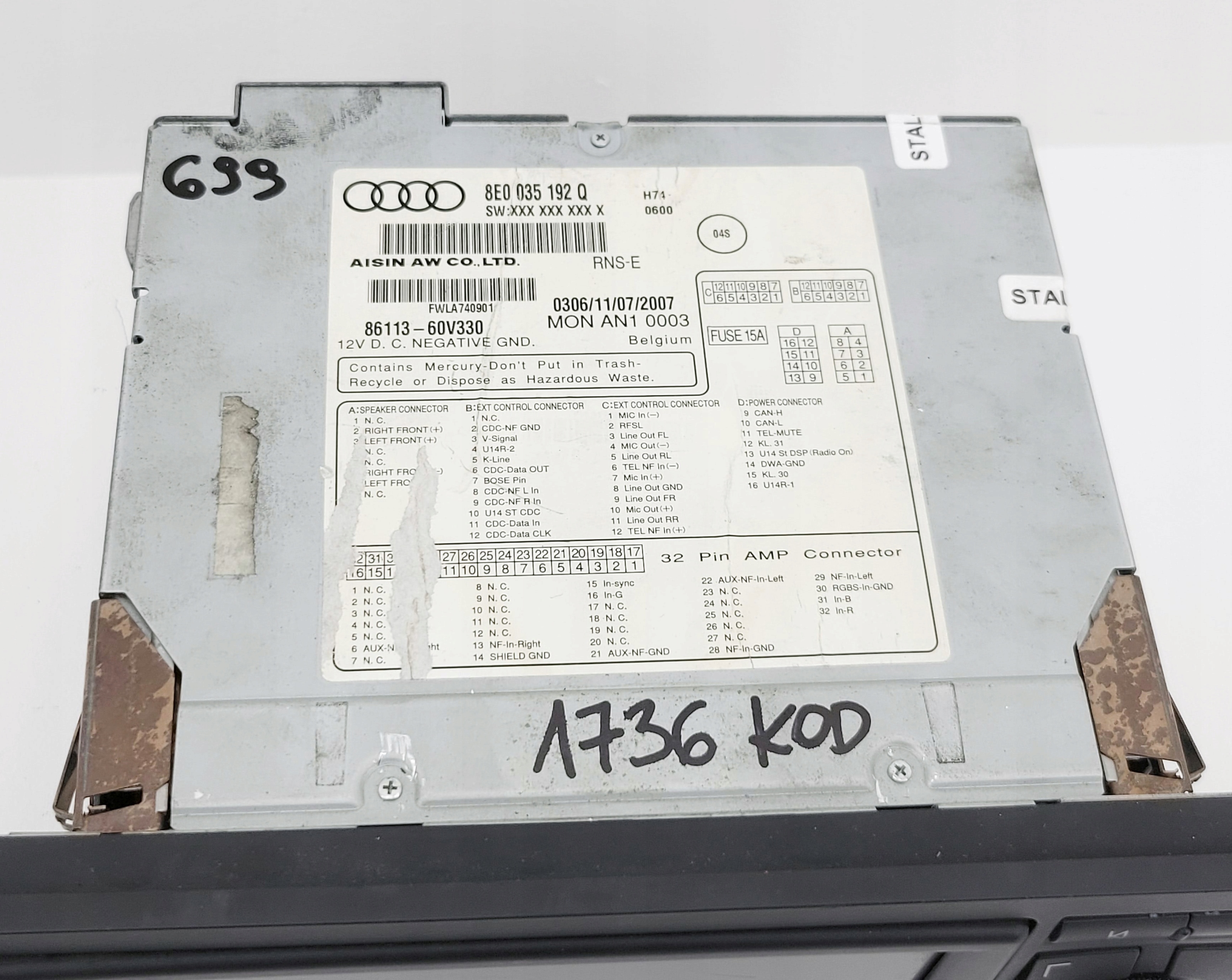 Audi A4 B6 B7 радио NAVI маркировка меню пл 8E0035192Q