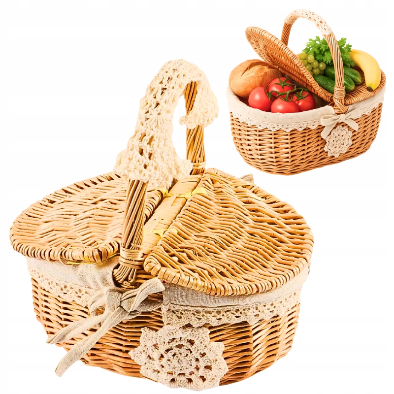 Proutěný koš velký 42 cm velikonoční košík piknik houby silný jako dárek