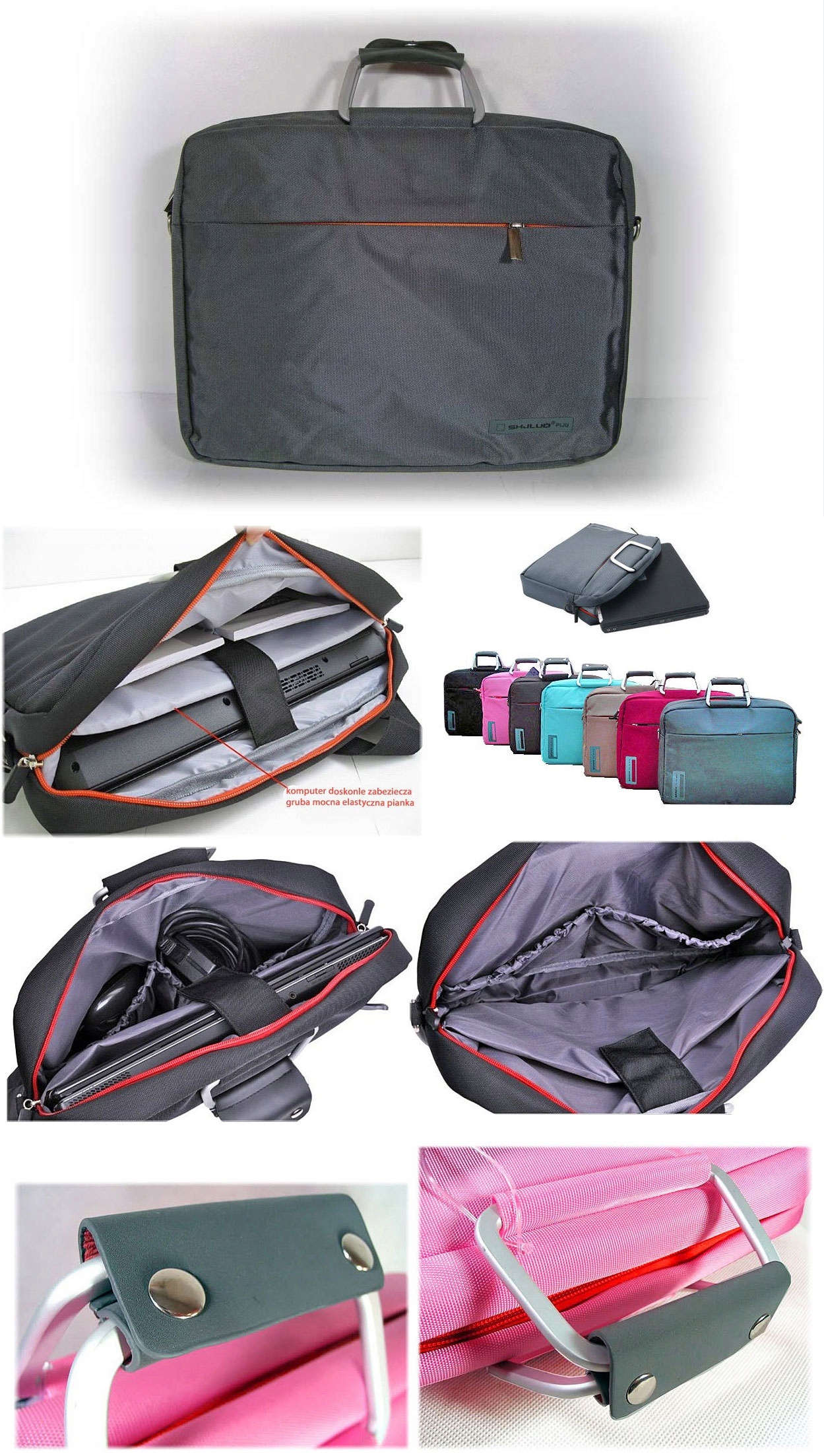 AKTÓWKA TORBA NA LAPTOPA 13 14 15,4 15,6 16 KOLORY Wysokość uchwytów 8 cm