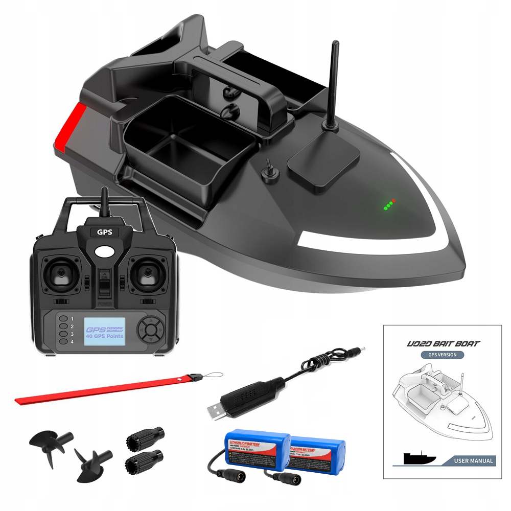 Łódka Zanętowa Flytec V020 Gps 3 Zbiorniki 500m 2 X Bateria 12000mAh Led