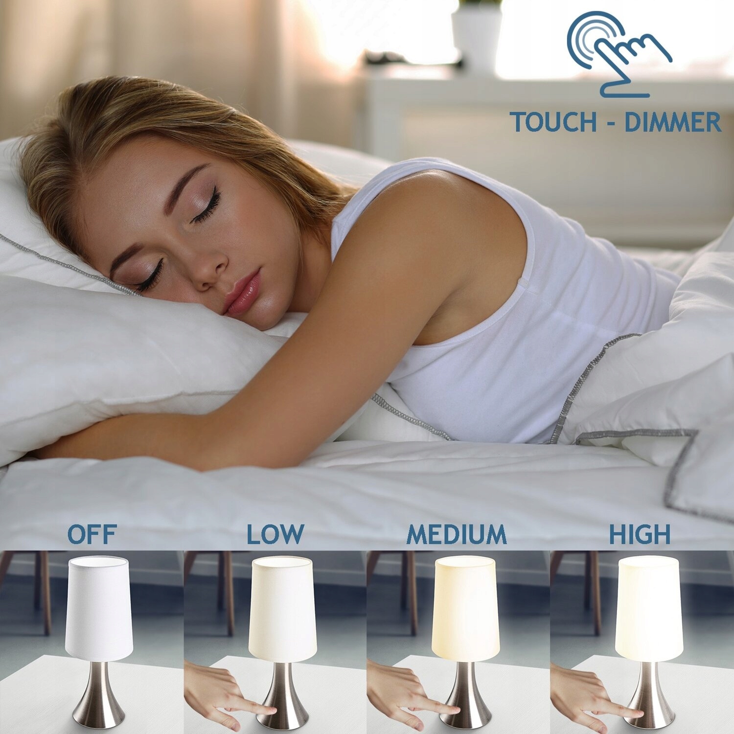 ZESTAW 2x LAMPKA NOCNA STOŁOWA LAMPA STOJĄCA ZE ŚCIEMNIACZ DOTYKOWA Kod producenta TSHL11-2er