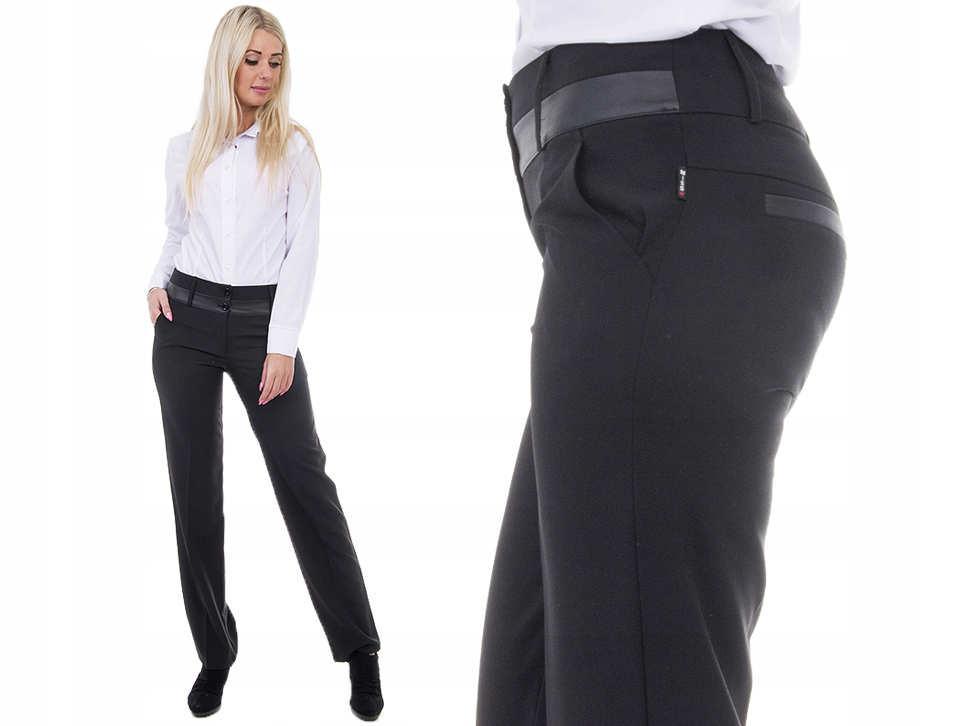 

S137 Eleganckie Spodnie Eko Skóra Czarny r. 44