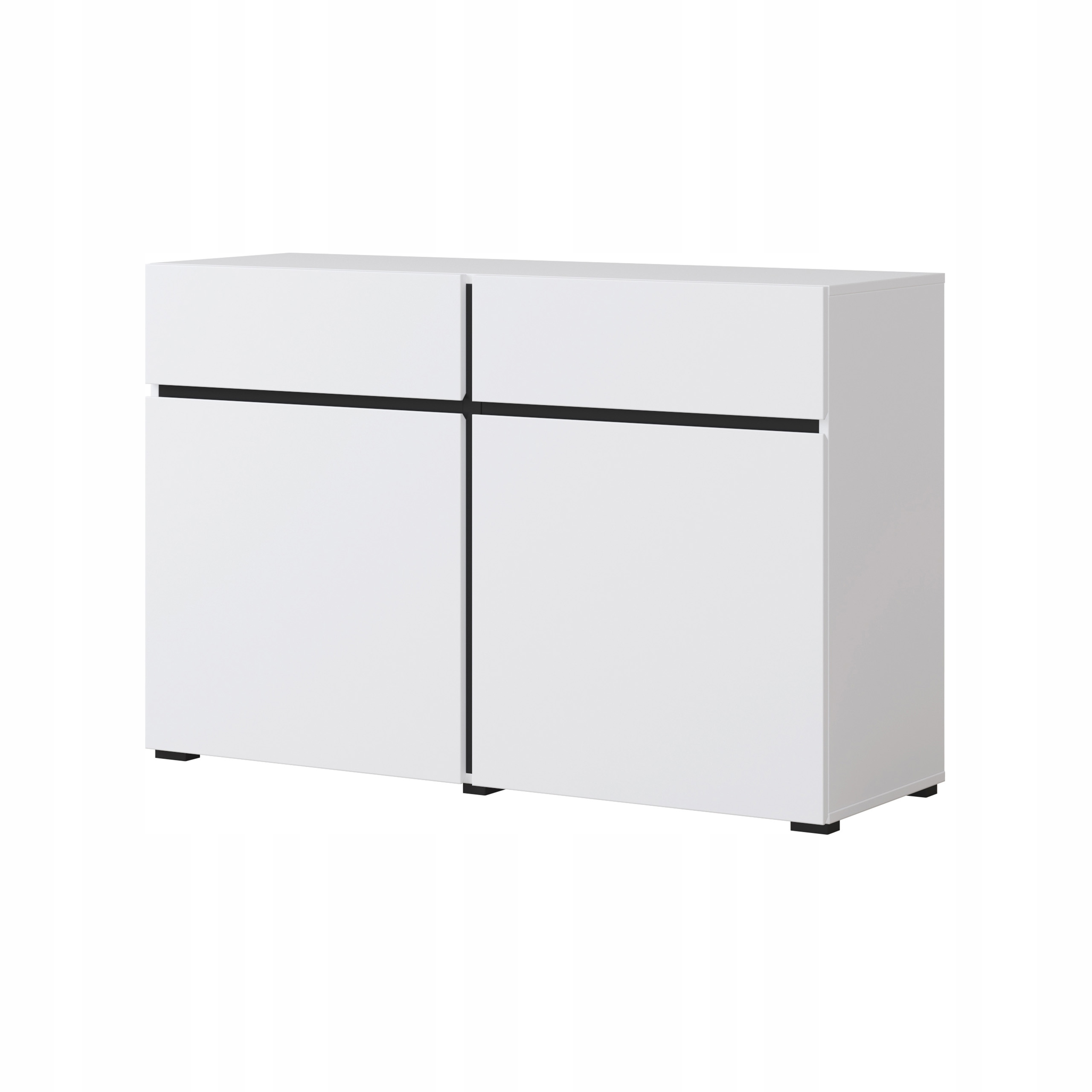 Komoda Incrocio 119 cm do obývacího pokoje Ložnice 2 zásuvky 2 Dvířka Bílá