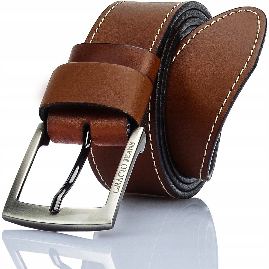 PASEK SKÓRZANY MĘSKI DO SPODNI GRACIO SKÓRA DŁUGOŚĆ PASKA 130 CM PREZENT