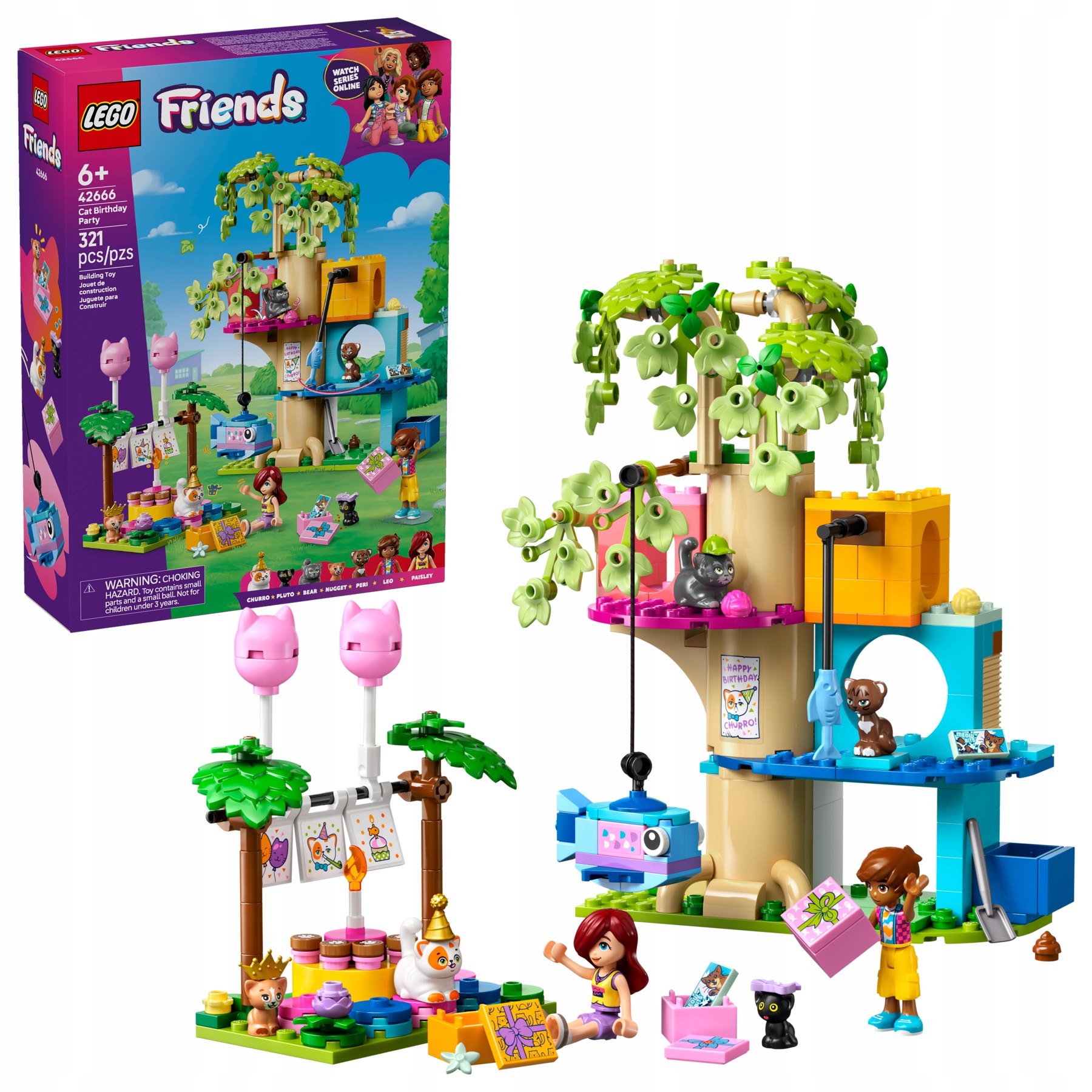 Lego Friends Kočičí narozeninová oslava a domeček na stromě 42666