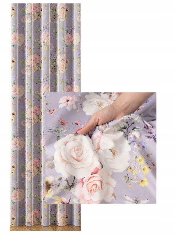 Závěs S Páskou Fialová Lilie Závěsy Na Léto Samet Samet Květ š.110x240