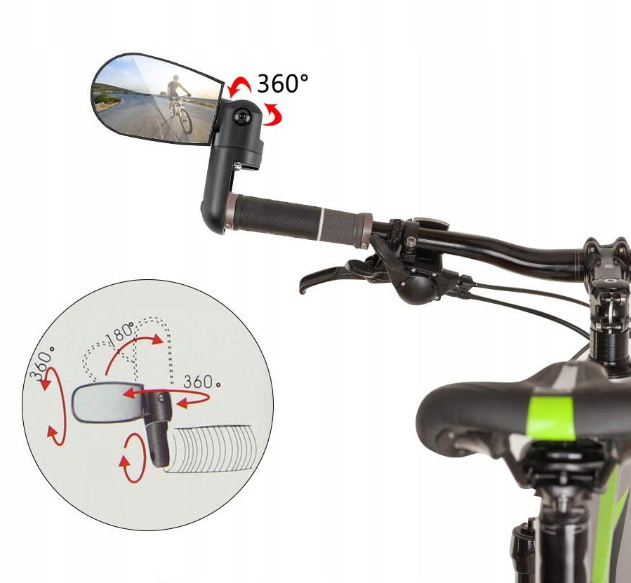 LUSTERKO ROWEROWE NA KIEROWNICĘ ROWER OKRĄGŁE LUSTERKO WSTECZNE Waga 65 g