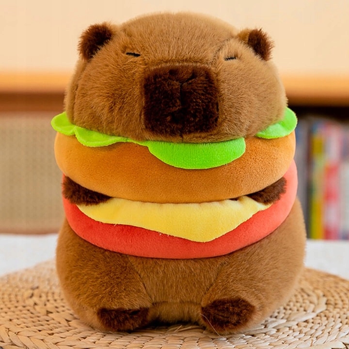 KAPIBARA BURGER MASKOTKA PLUSZ CAPIBARA MIĘKKA ZABAWKA NA PREZENT + BRELOK Marka 100