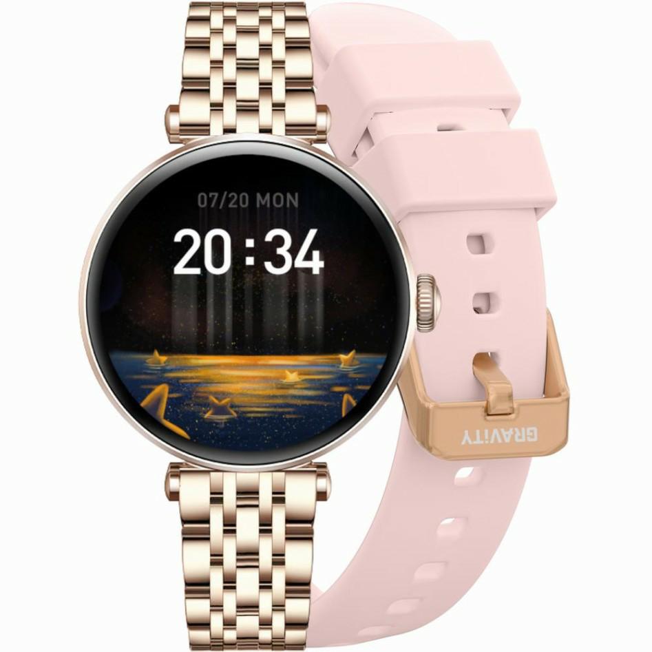 Dámské Chytré Hodinky Gravity GT26-4 růžové zlato náramek růžový řemínek