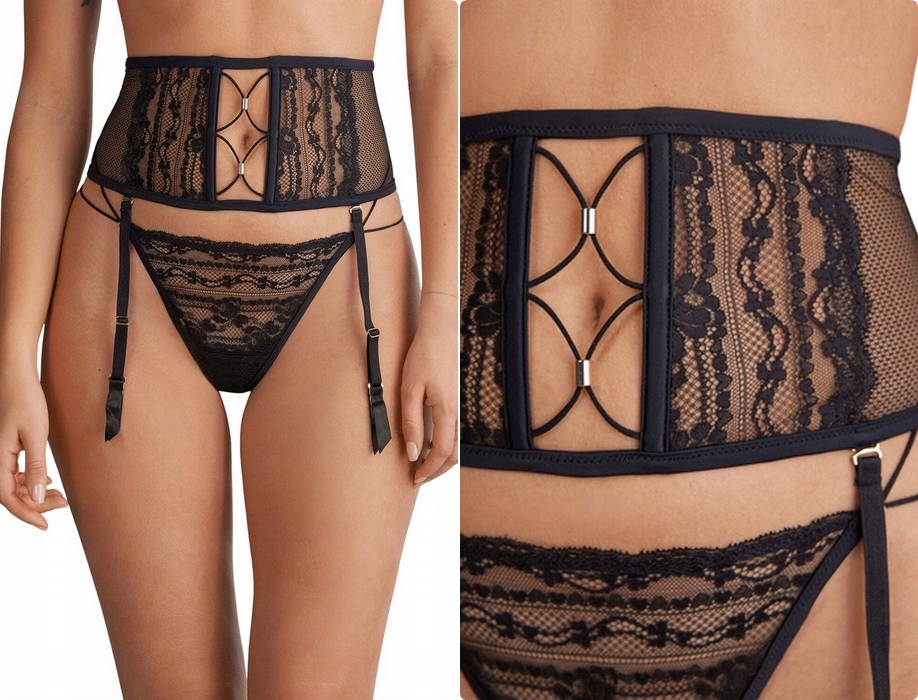 INTIMISSIMI czarny koronkowy pas do pończoch SLEEPLESS NIGHTS One Size