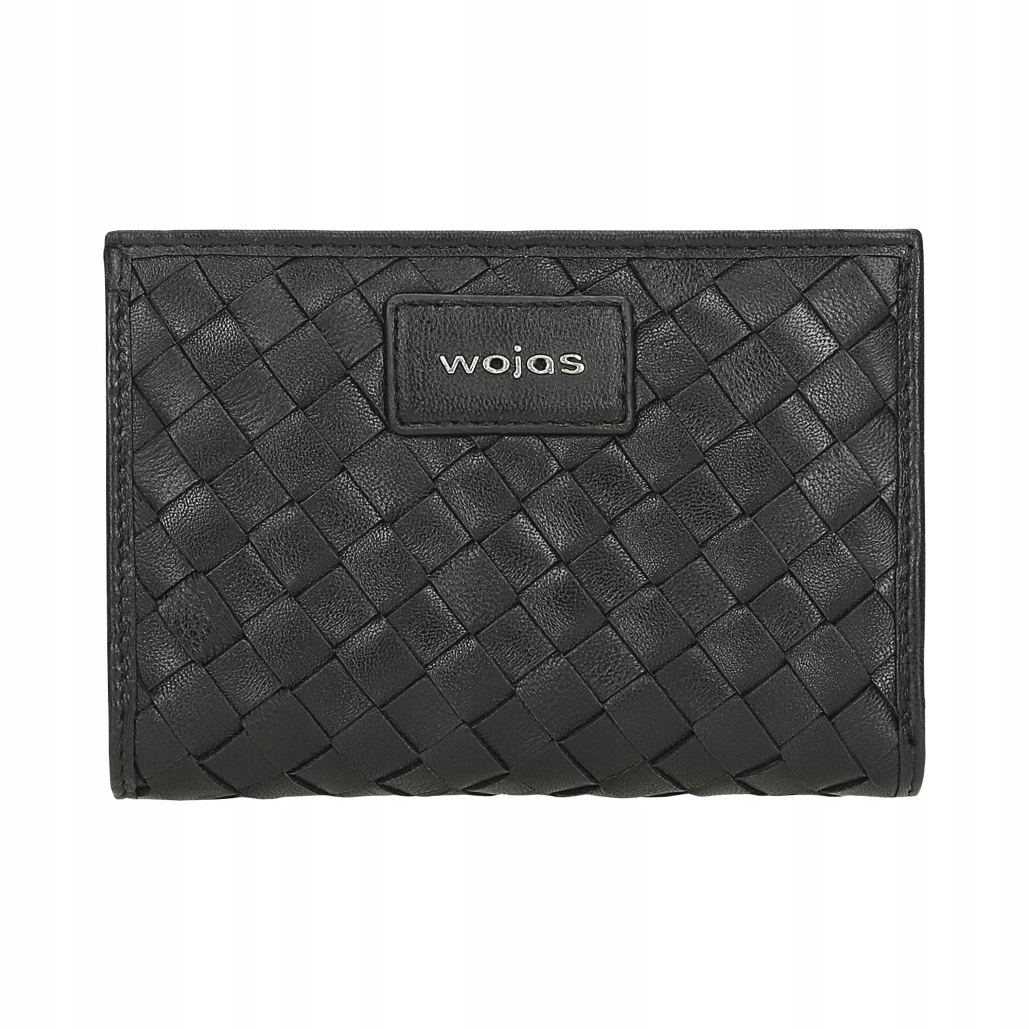 Dámská kožená peněženka elegantní Pletená pravá kůže černá Wojas