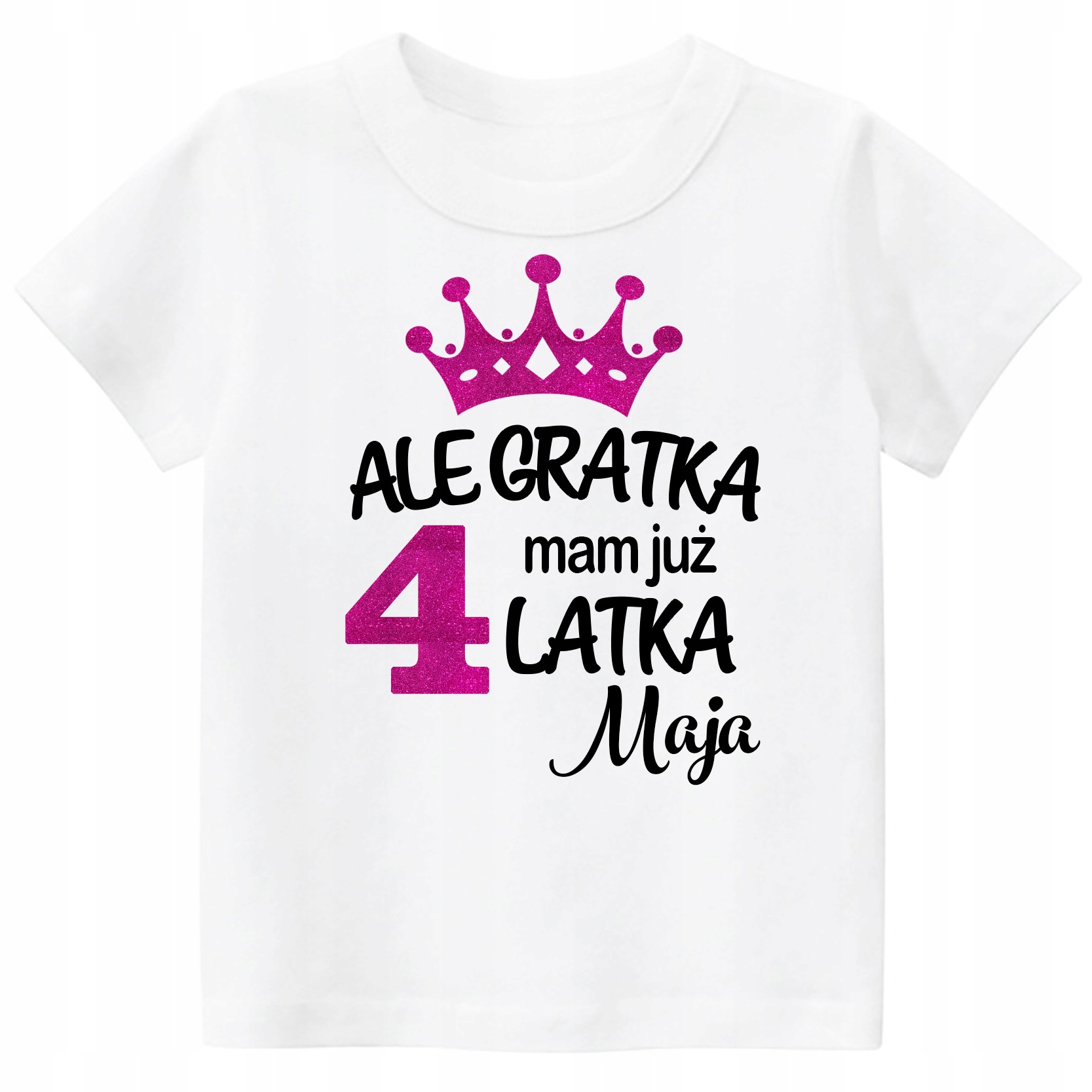 

Koszulka Urodziny 4 lata imię dziecka Brokat r 110