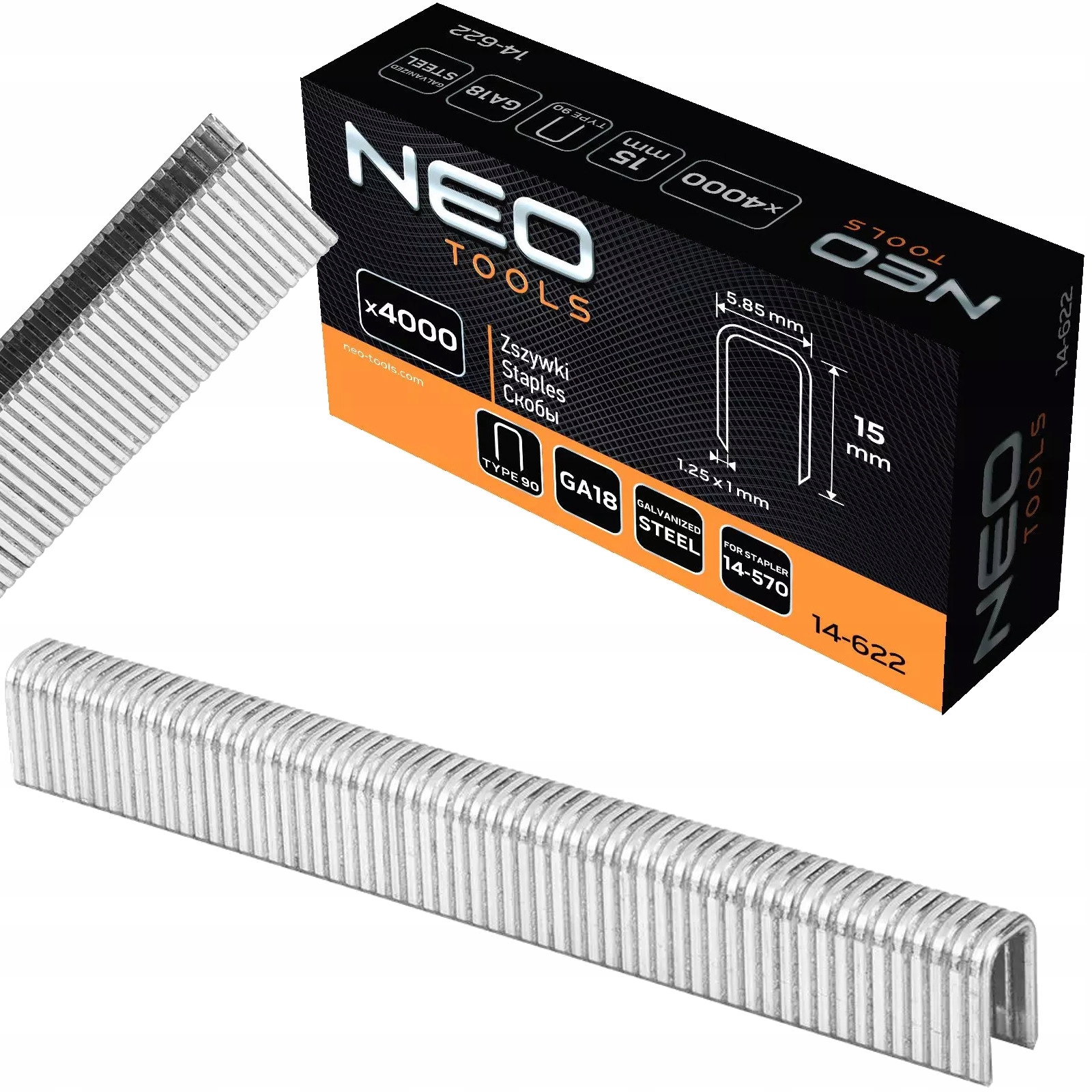 ZSZYWKI GALWANIZOWANE TYP 90 DŁ.15MM 4000SZT NEO