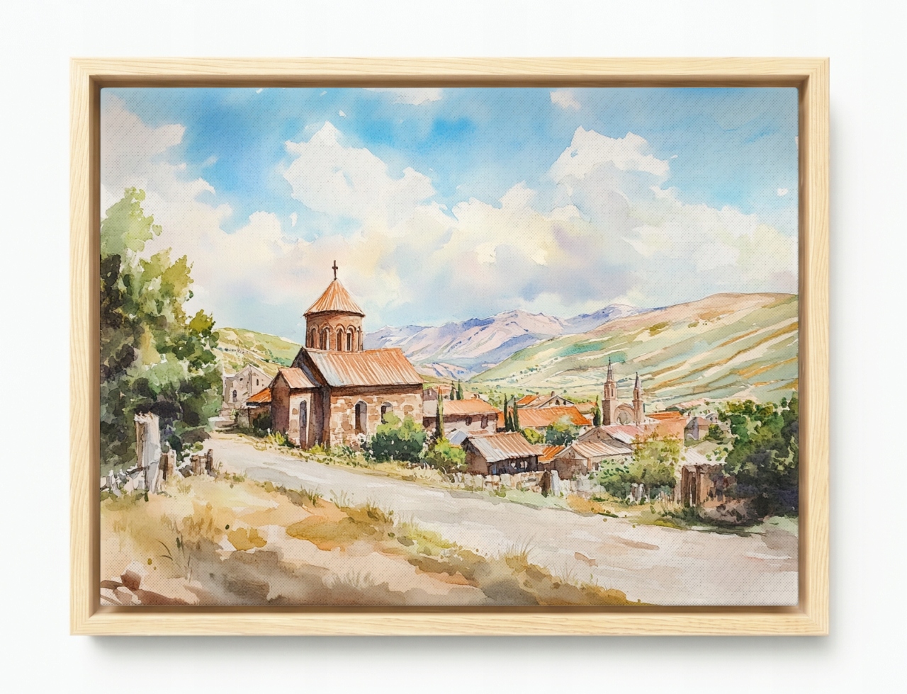 Obraz Rám Americká Krabička Malebná Vesnice Klášter Hory Léto 100x75