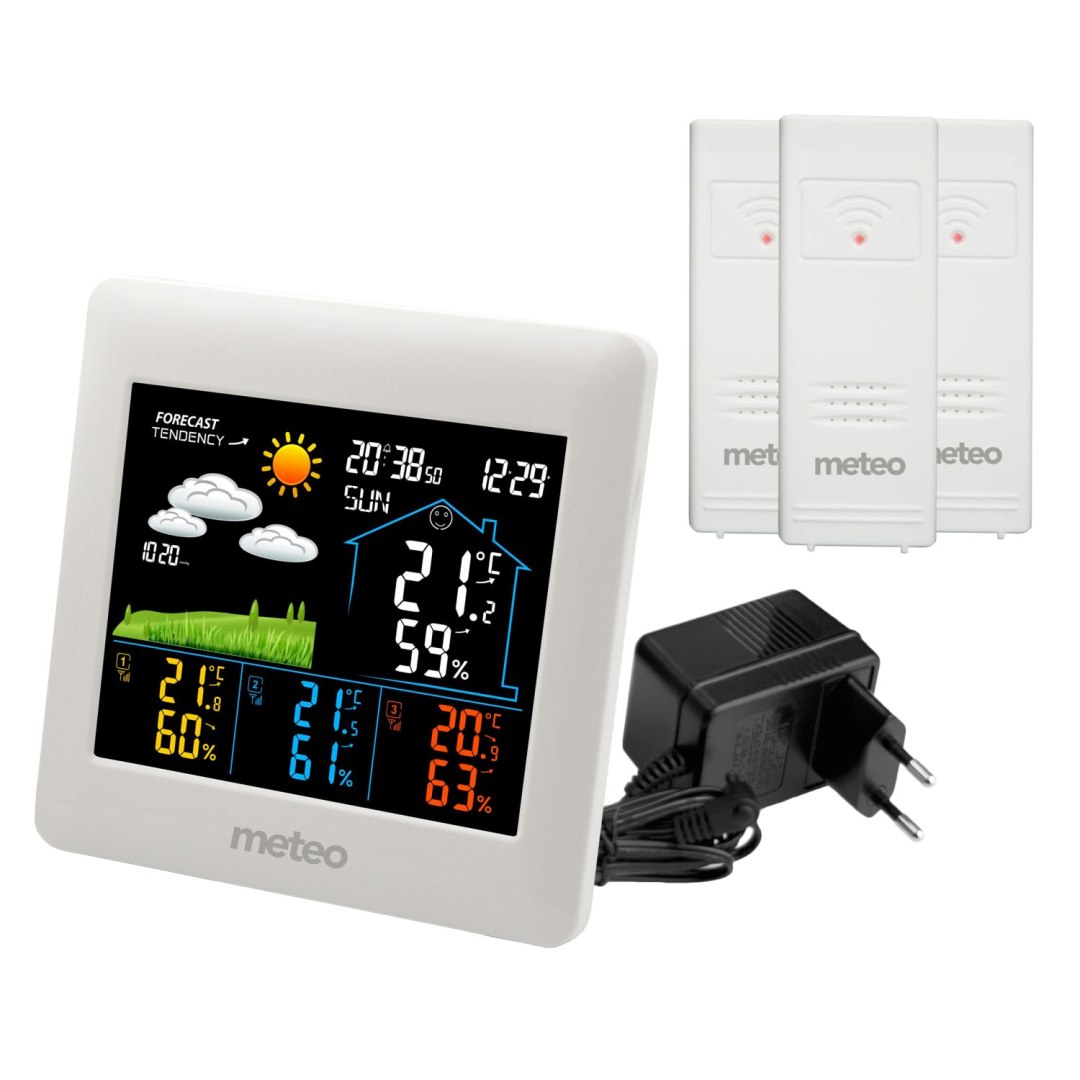 Meteo SP106 Stacja Pogody z Dcf +3 czujniki