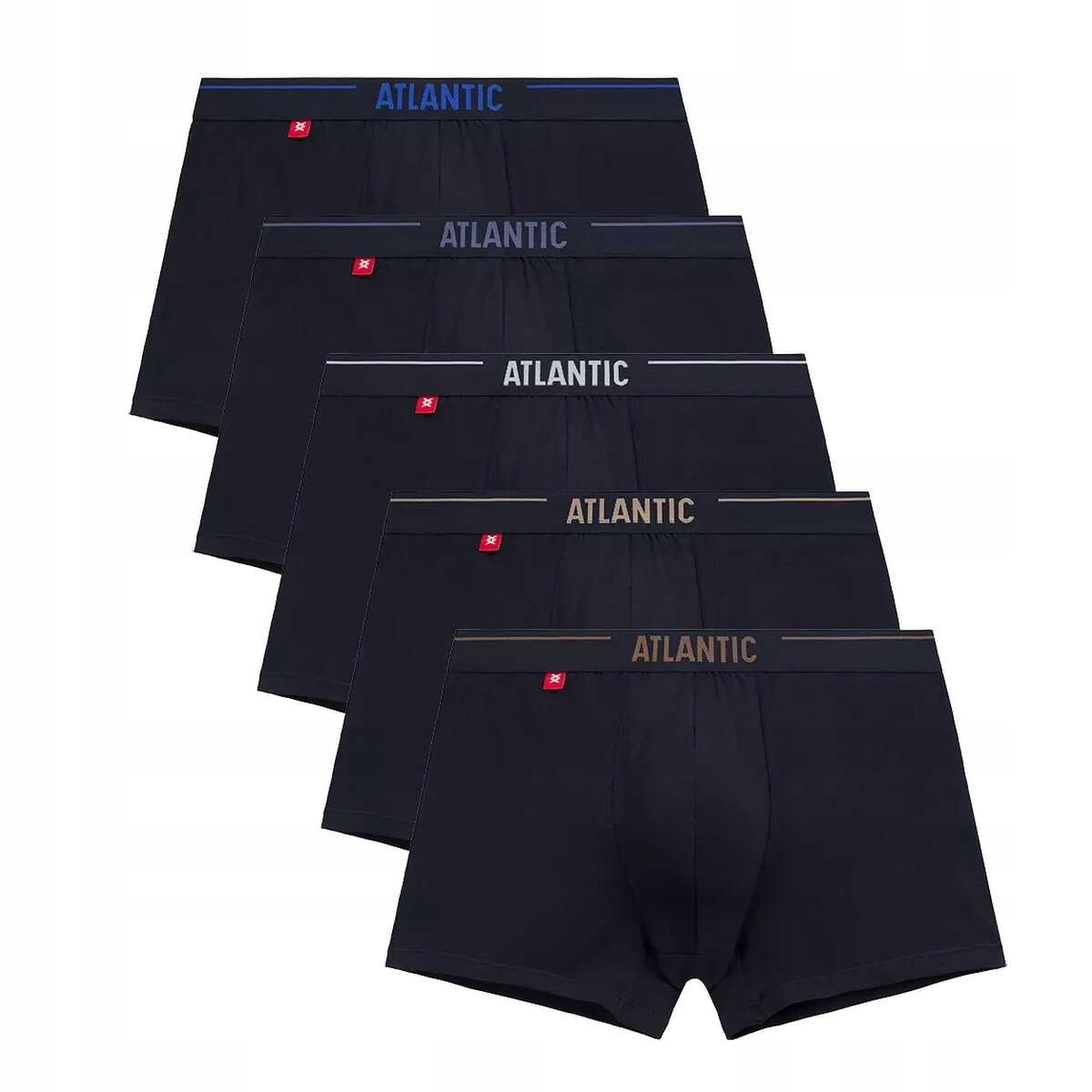 Atlantic Pánské hladké bavlněné boxerky 5SMH 004 5p, modré, velikost XL