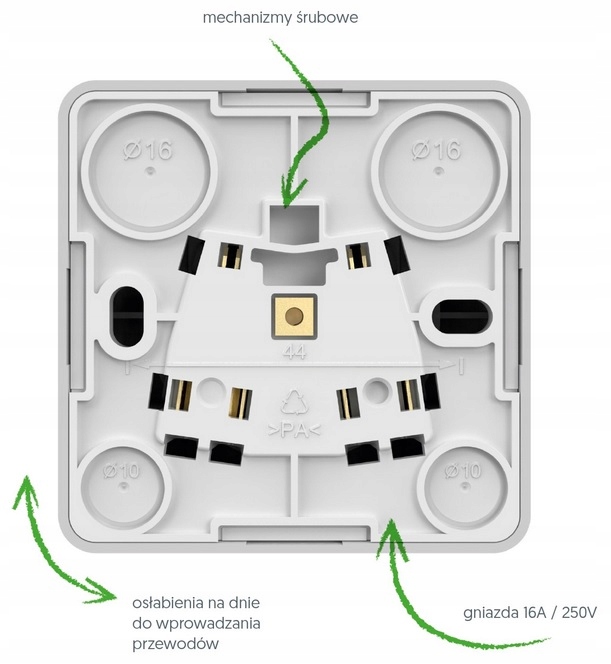 BERG Gniazdo natynkowe pojedyncze z/u czarne Kod producenta 3733-09